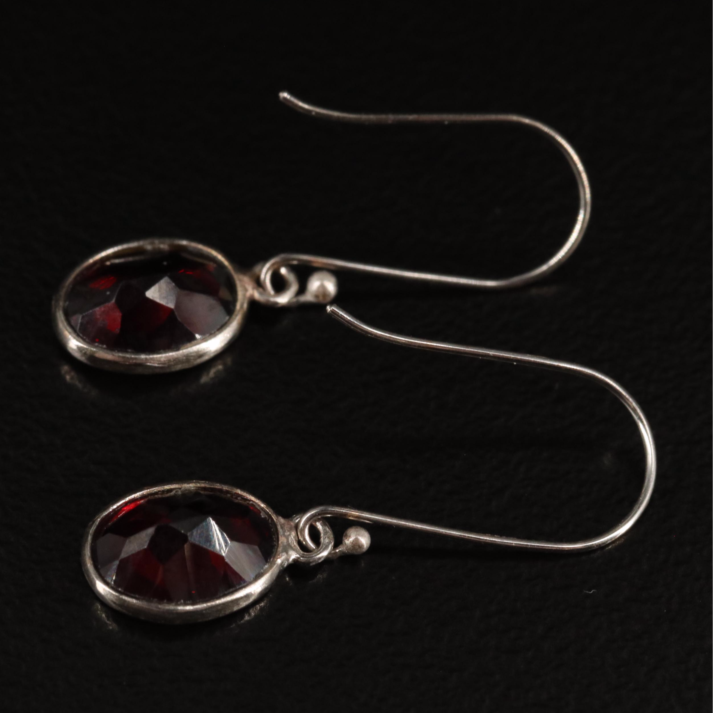 14K Garnet Drop Earrings