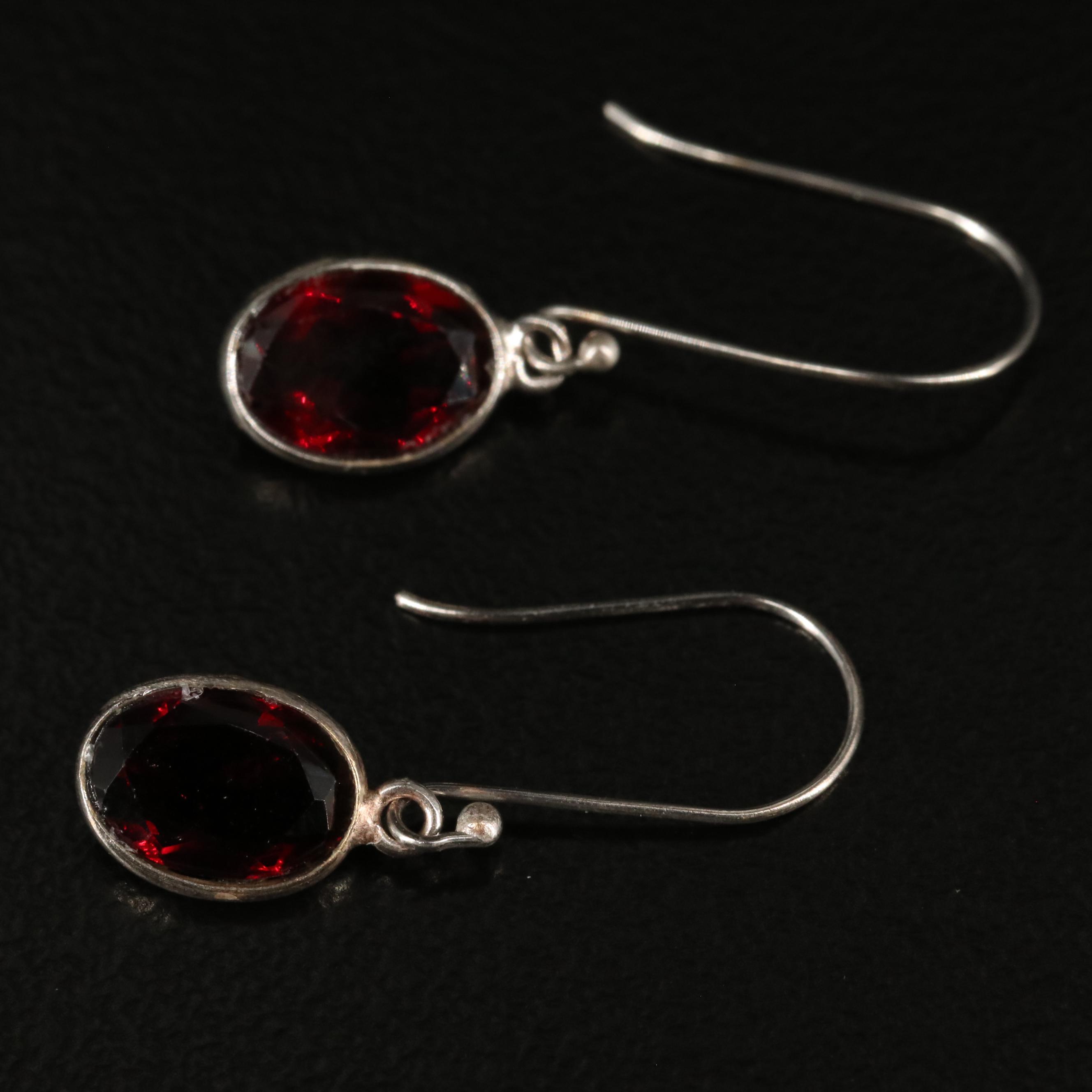 14K Garnet Drop Earrings