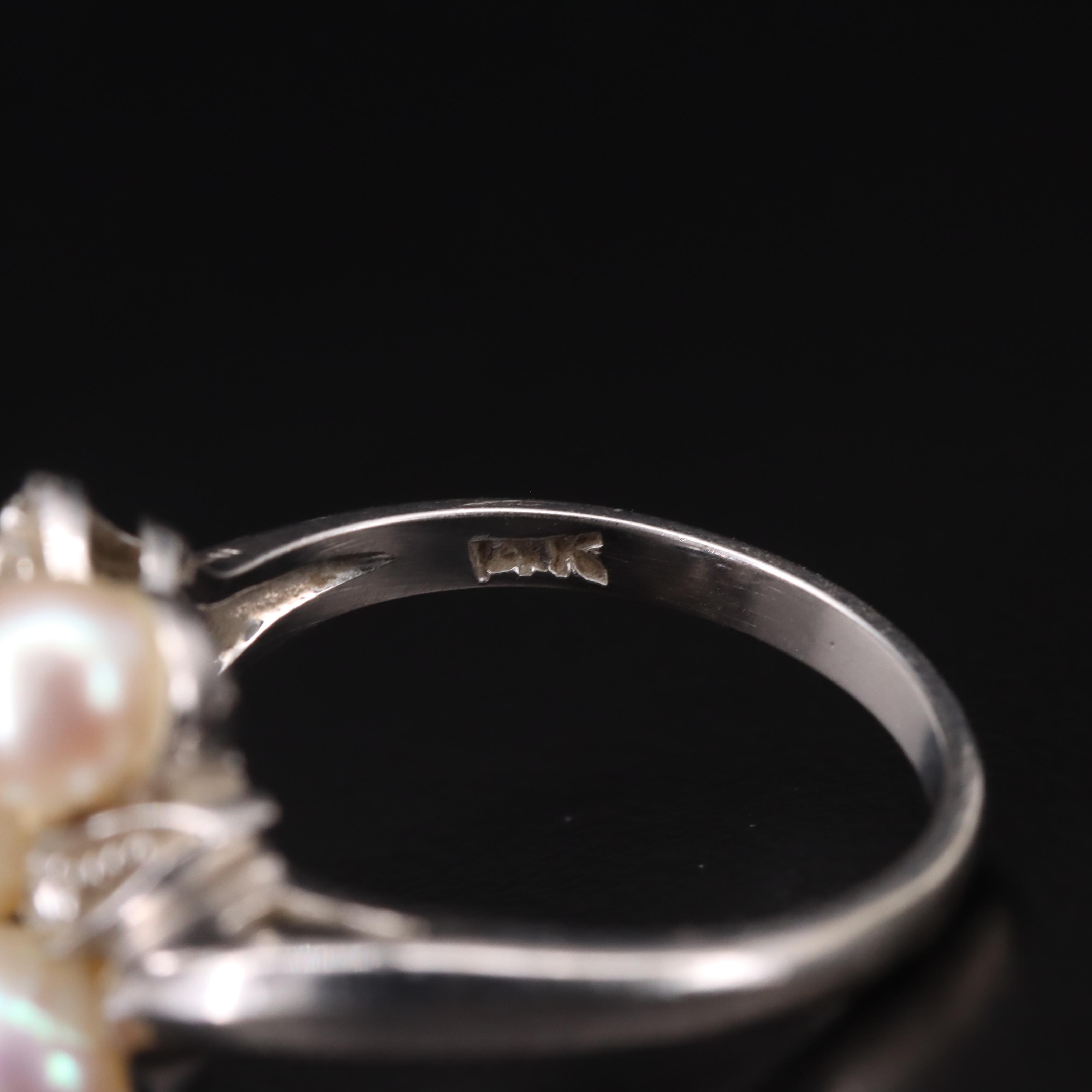 14K Pearl and Diamond Cluster Ring