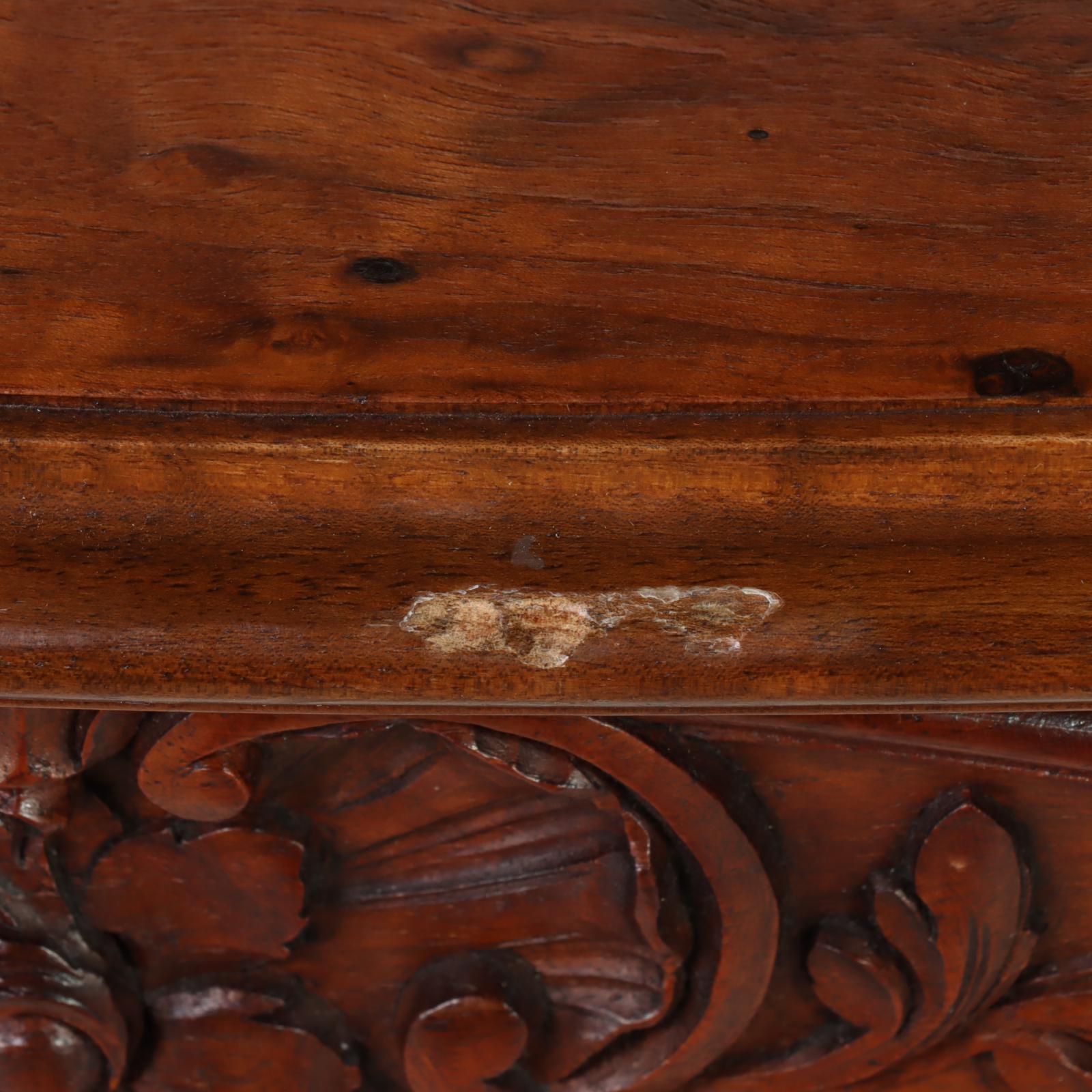 Louis XV Style Carved Walnut and Burl Walnut Top Coffee Table