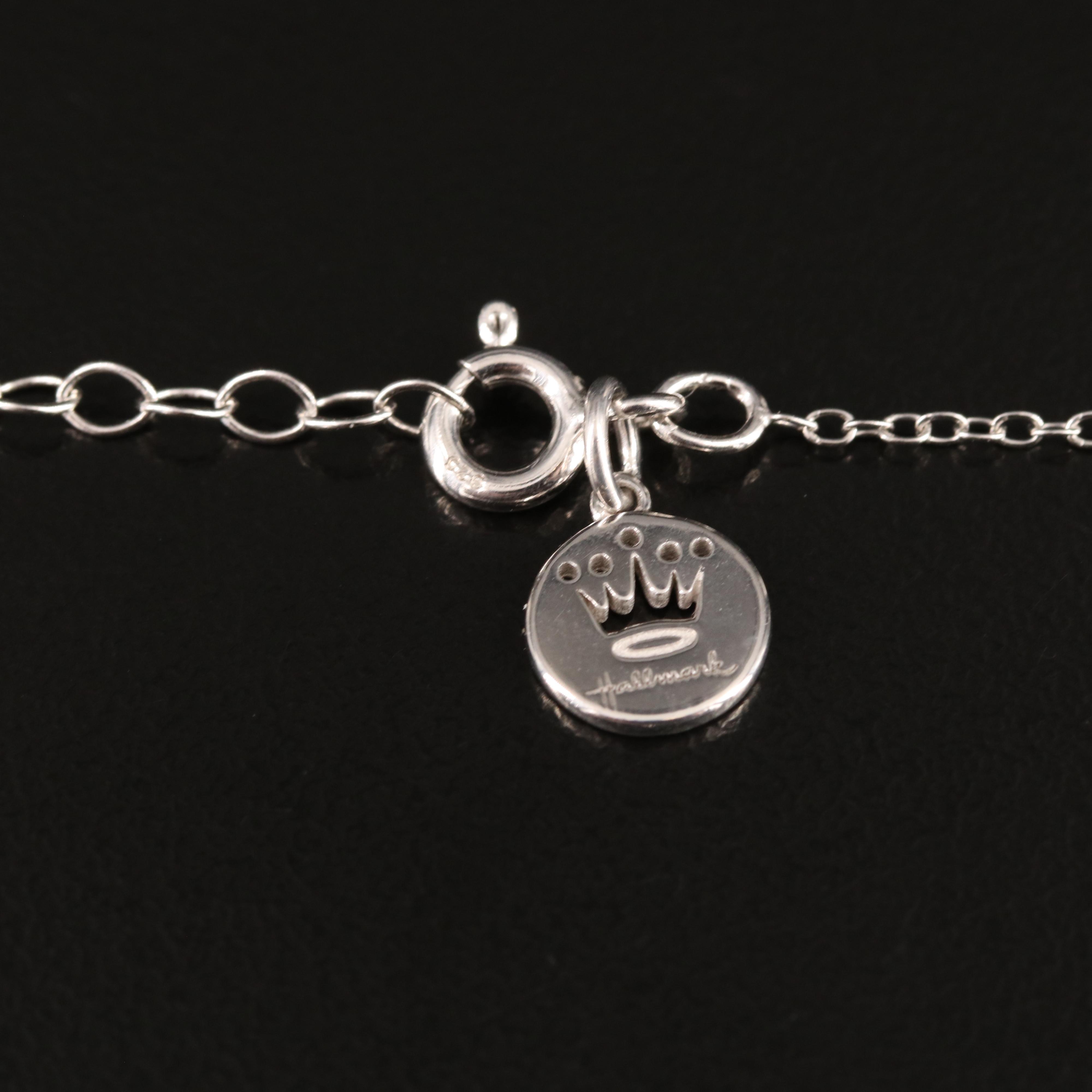 Sterling Diamond Double Heart Pendant Necklace with 14K Rolled Gold Accent