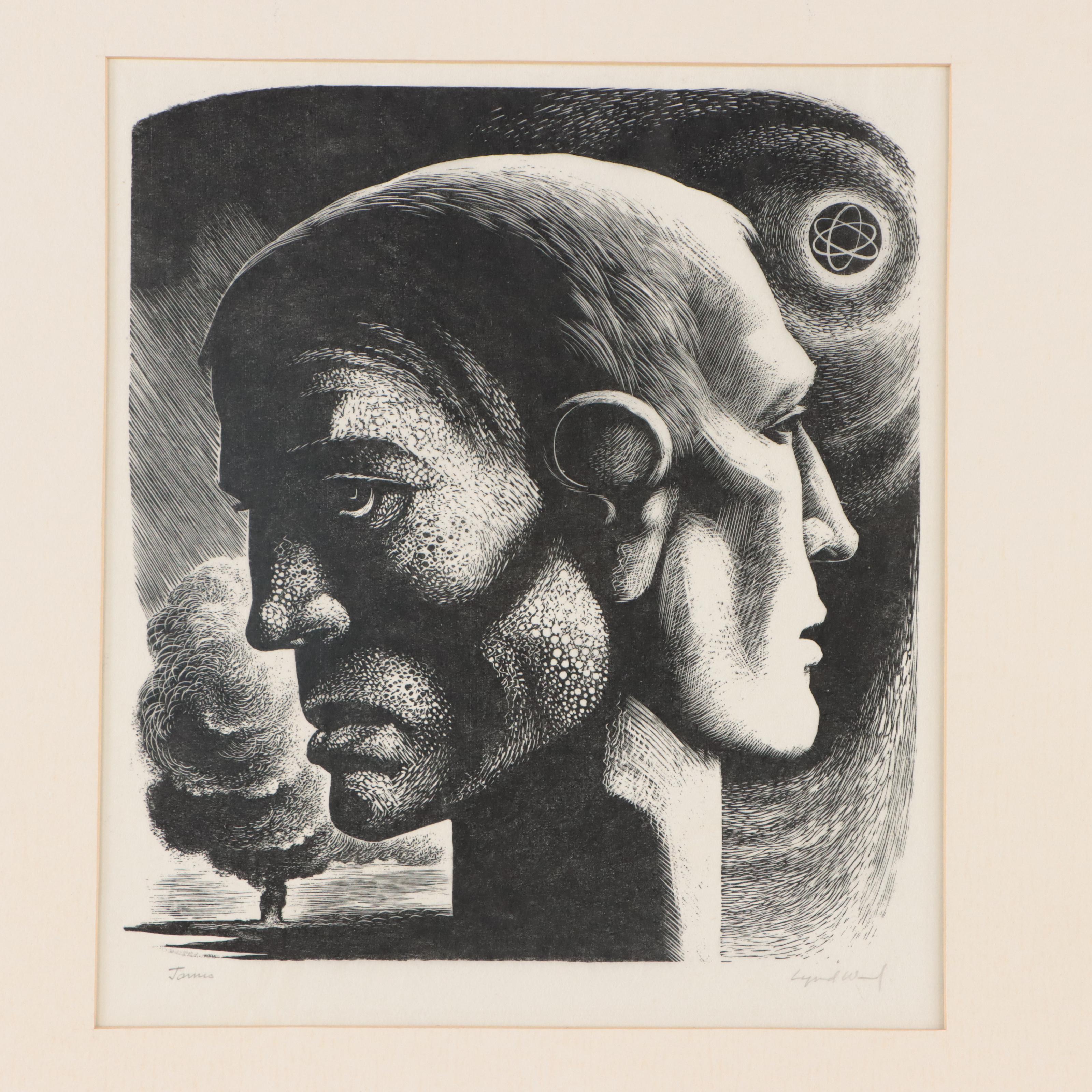 Lynd Ward Wood Engraving "Janus," 1955