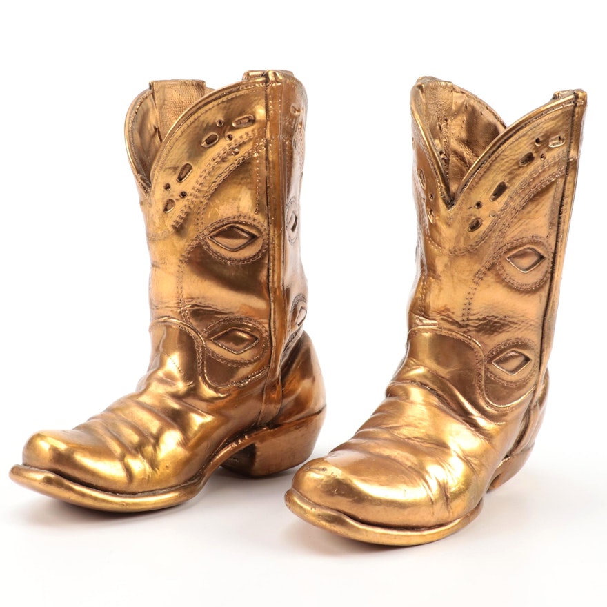 Pair of Bronzed Child's Cowboy Boots