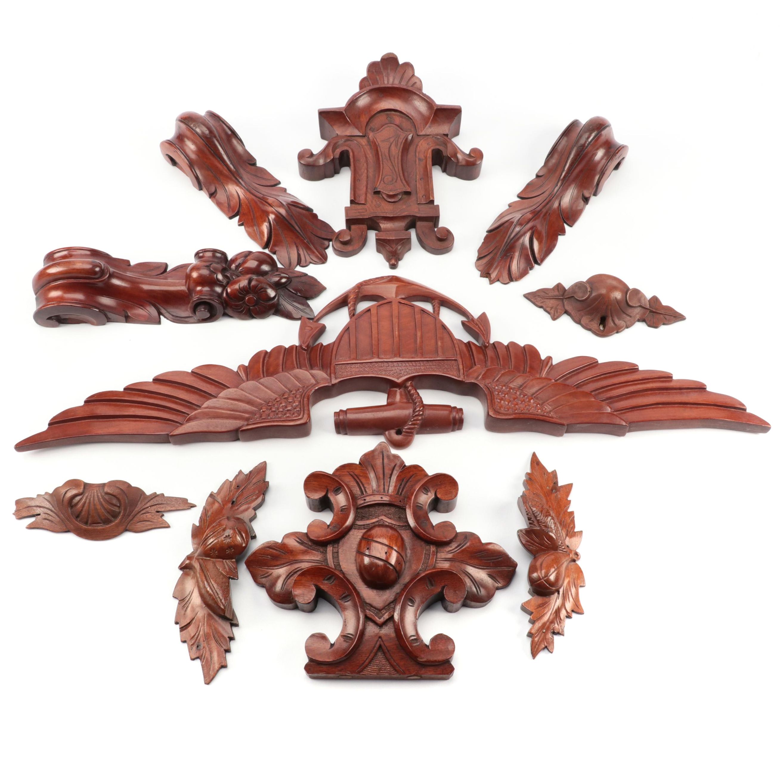 Pantalcraft with Other Carved Mahogany Salvaged Moldings and Drawer Pulls