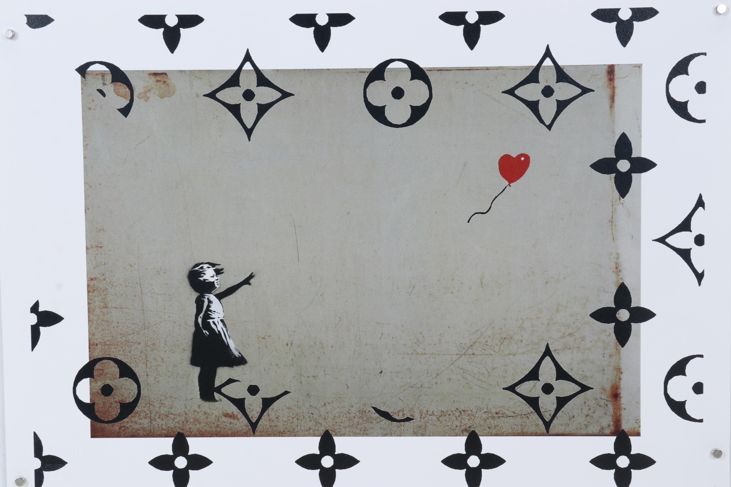 Death NYC Pop Art Graphic Print Bansky Girl with Balloon and Louis Vuitton