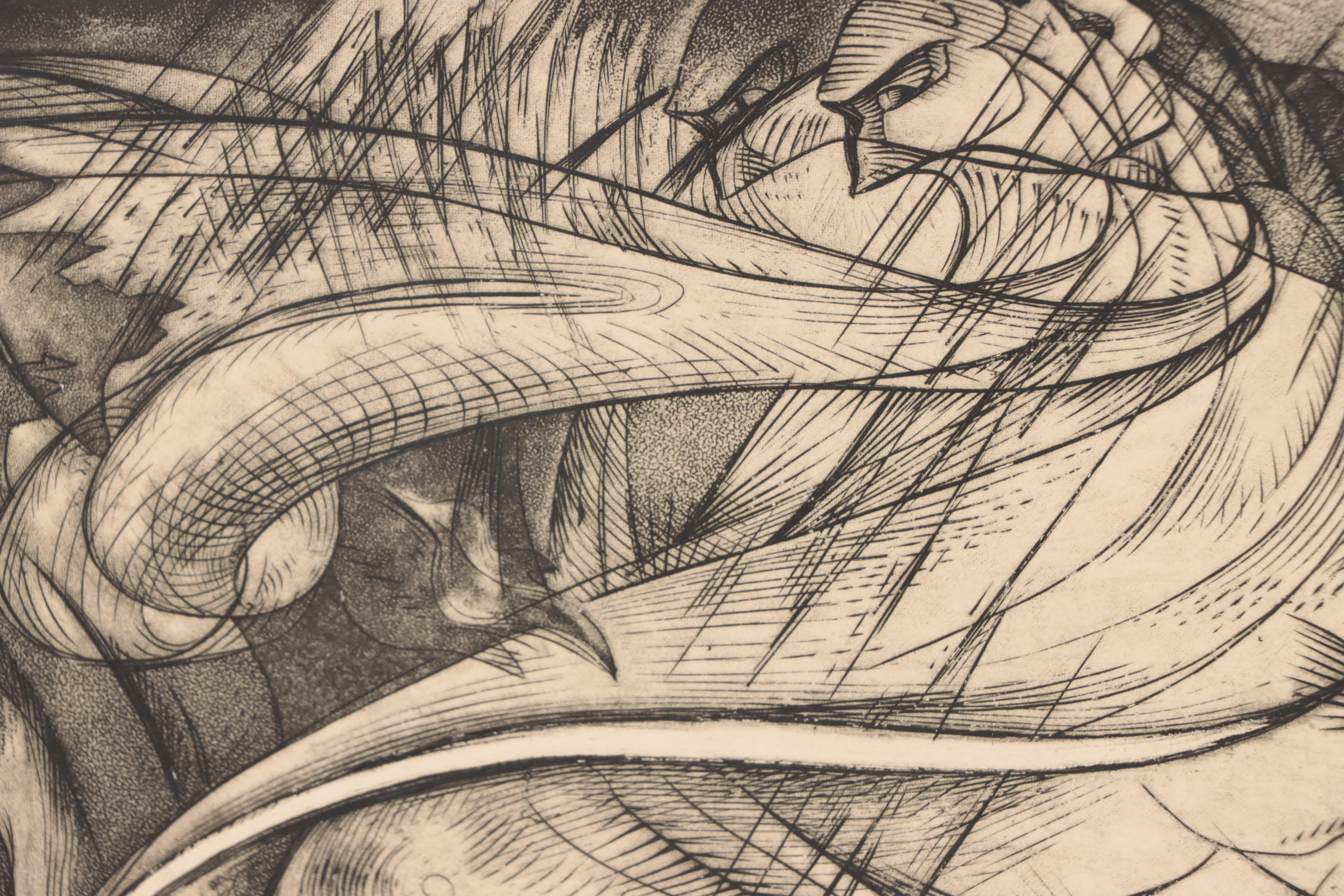 Letterio Calapai Etchings Including "The Angel" and "Elemental Figure"