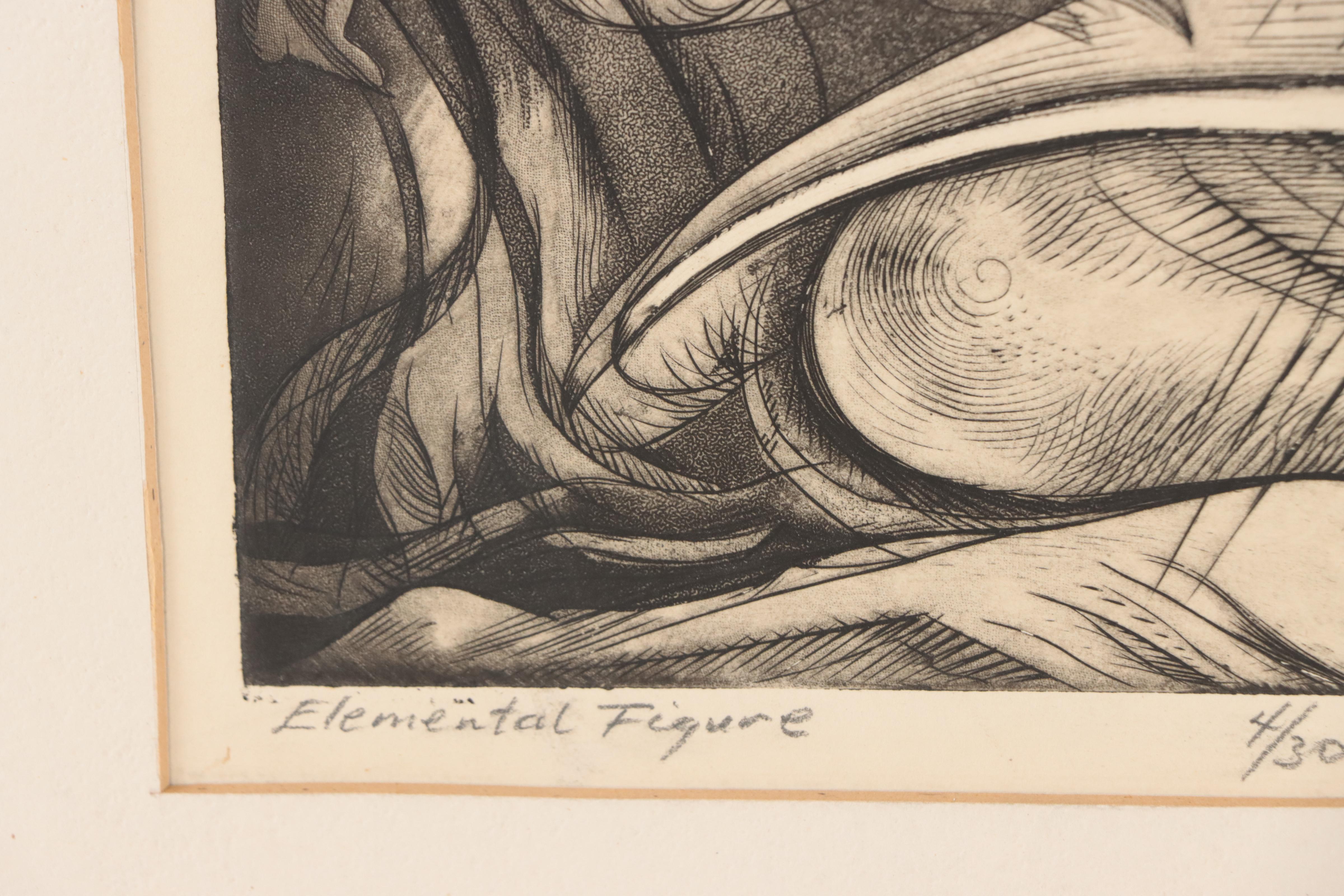 Letterio Calapai Etchings Including "The Angel" and "Elemental Figure"