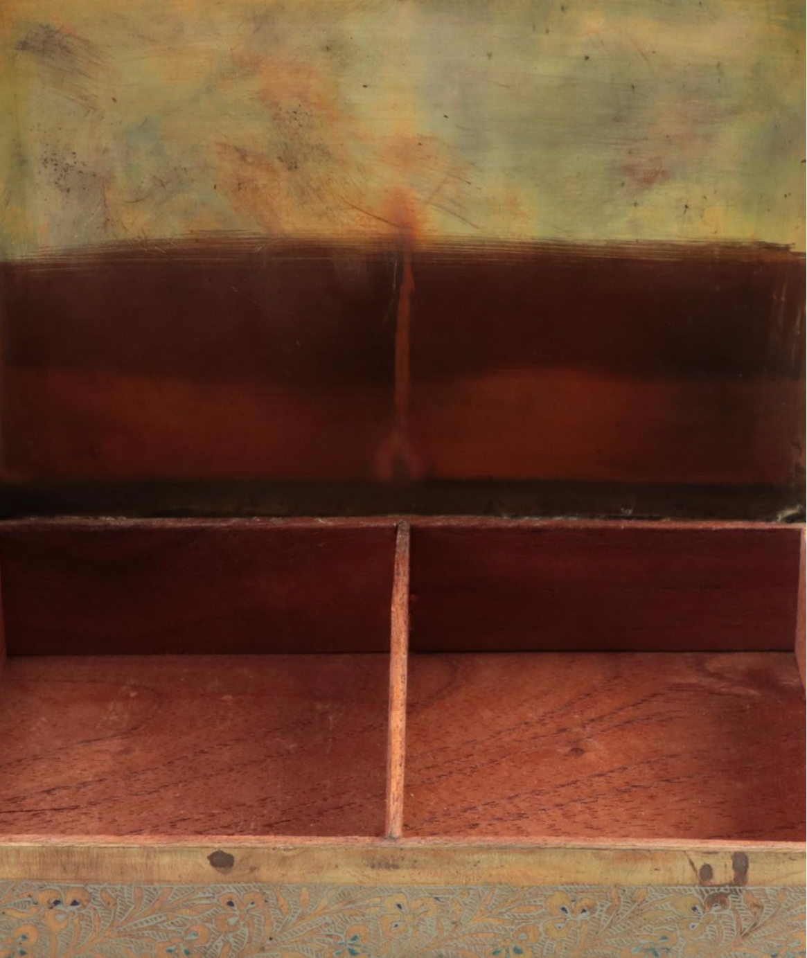 Indo-Persian Brass Etched and Enameled Boxes