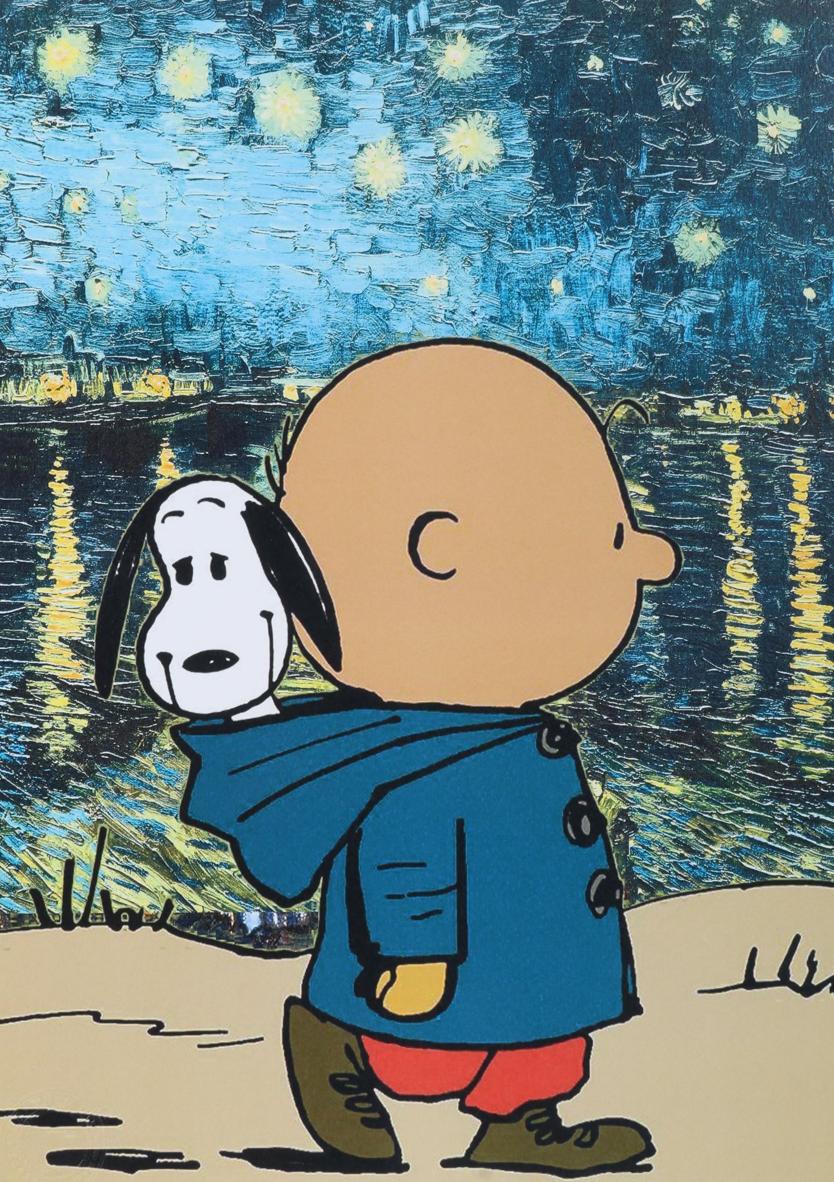 Death NYC Pop Art Graphic Print Charlie Brown and Snoopy with The Starry Night