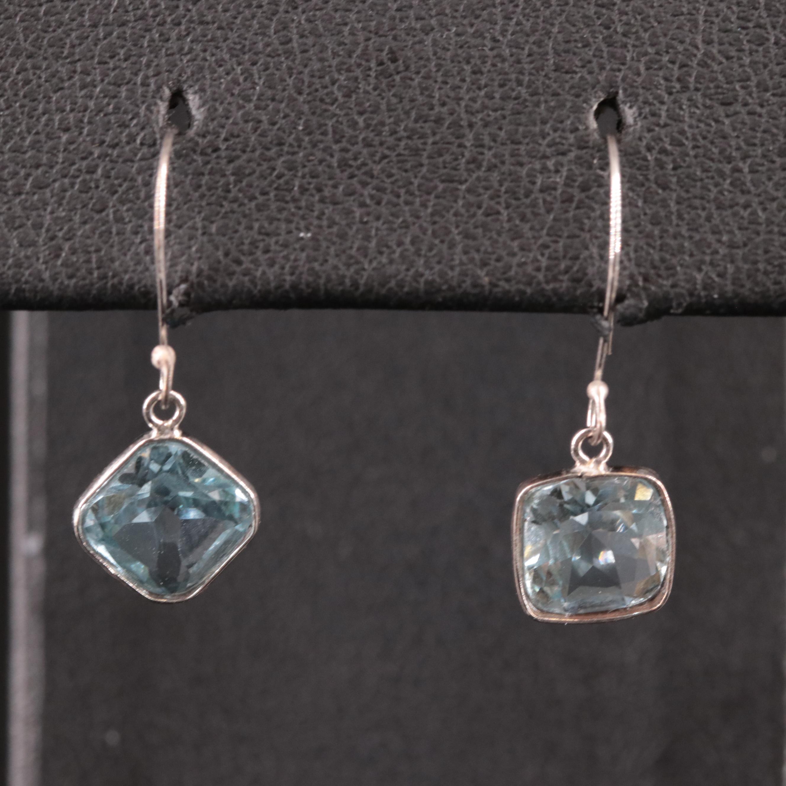 14K Blue Topaz Drop Earrings