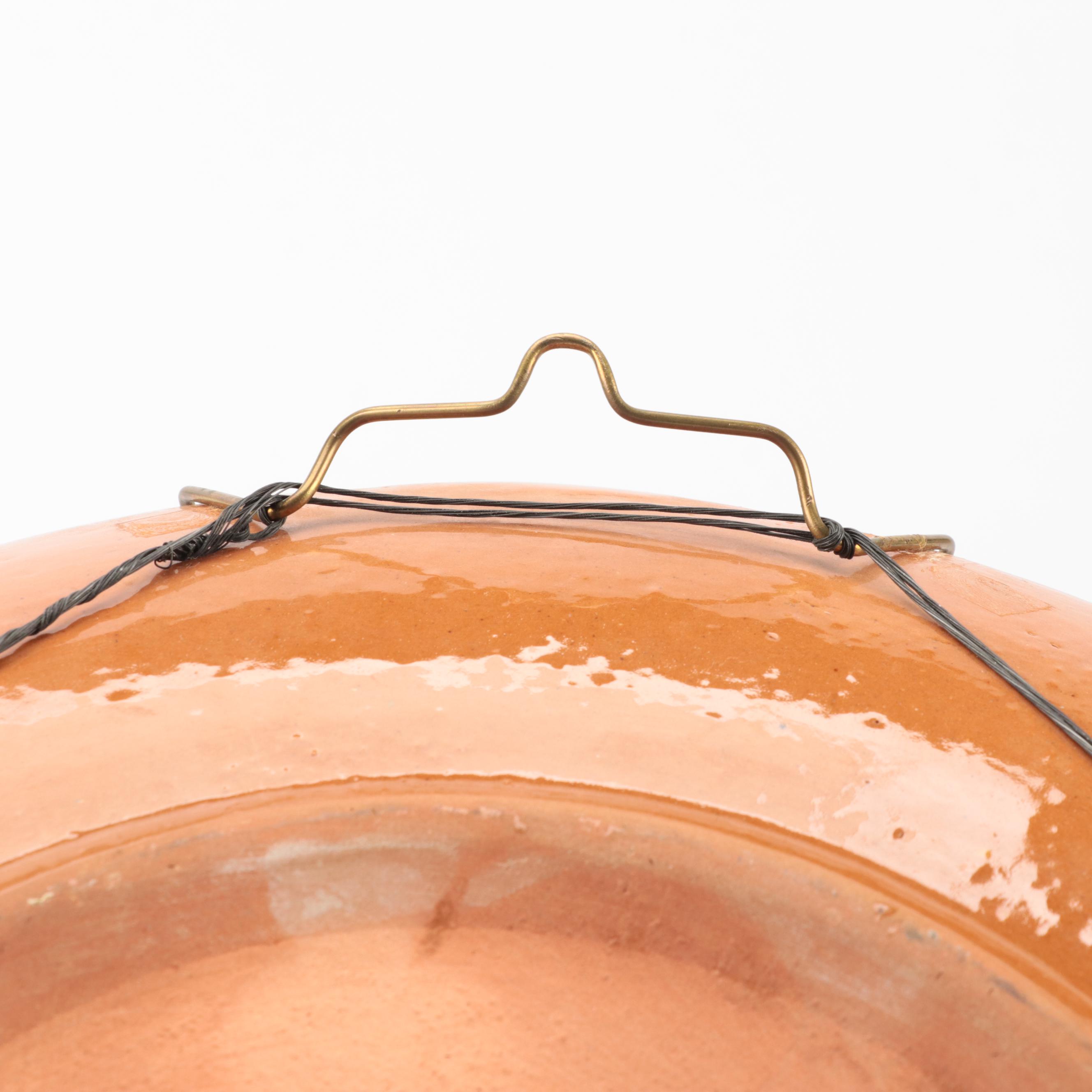 Greek Slip Glazed Terracotta Charger, Mid to Late 20th Century