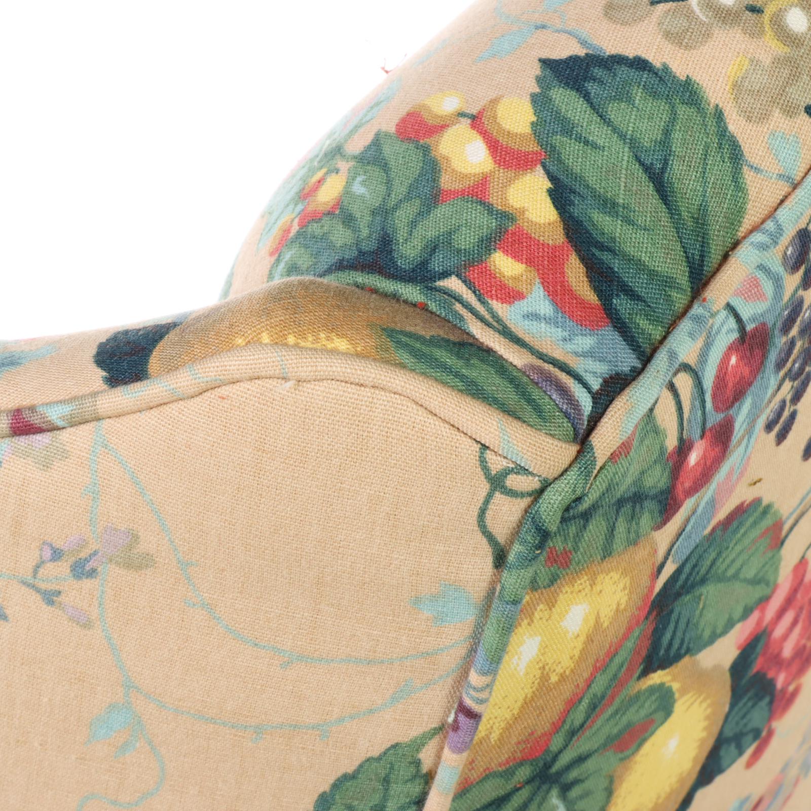 Queen Anne Style Mahogany and Custom-Slipcovered Wingback Armchair, 20th Century