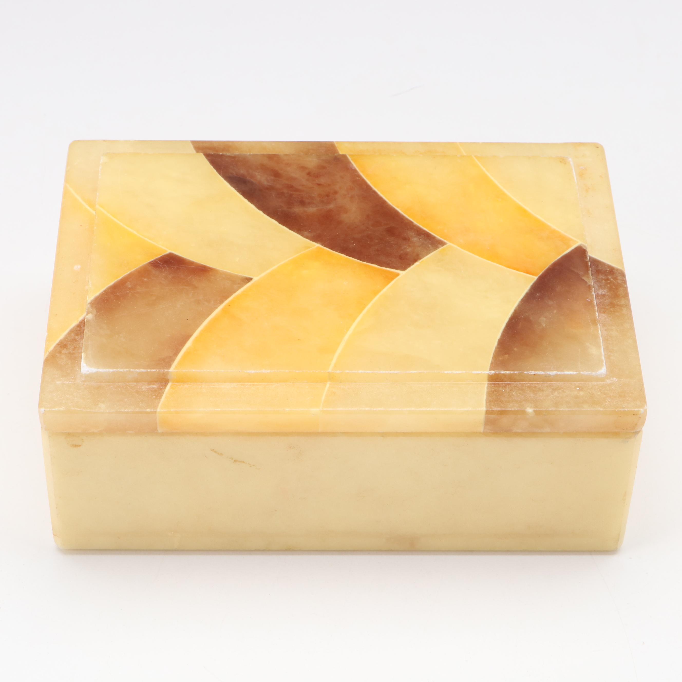 Carved and Polished Dyed Stone Box