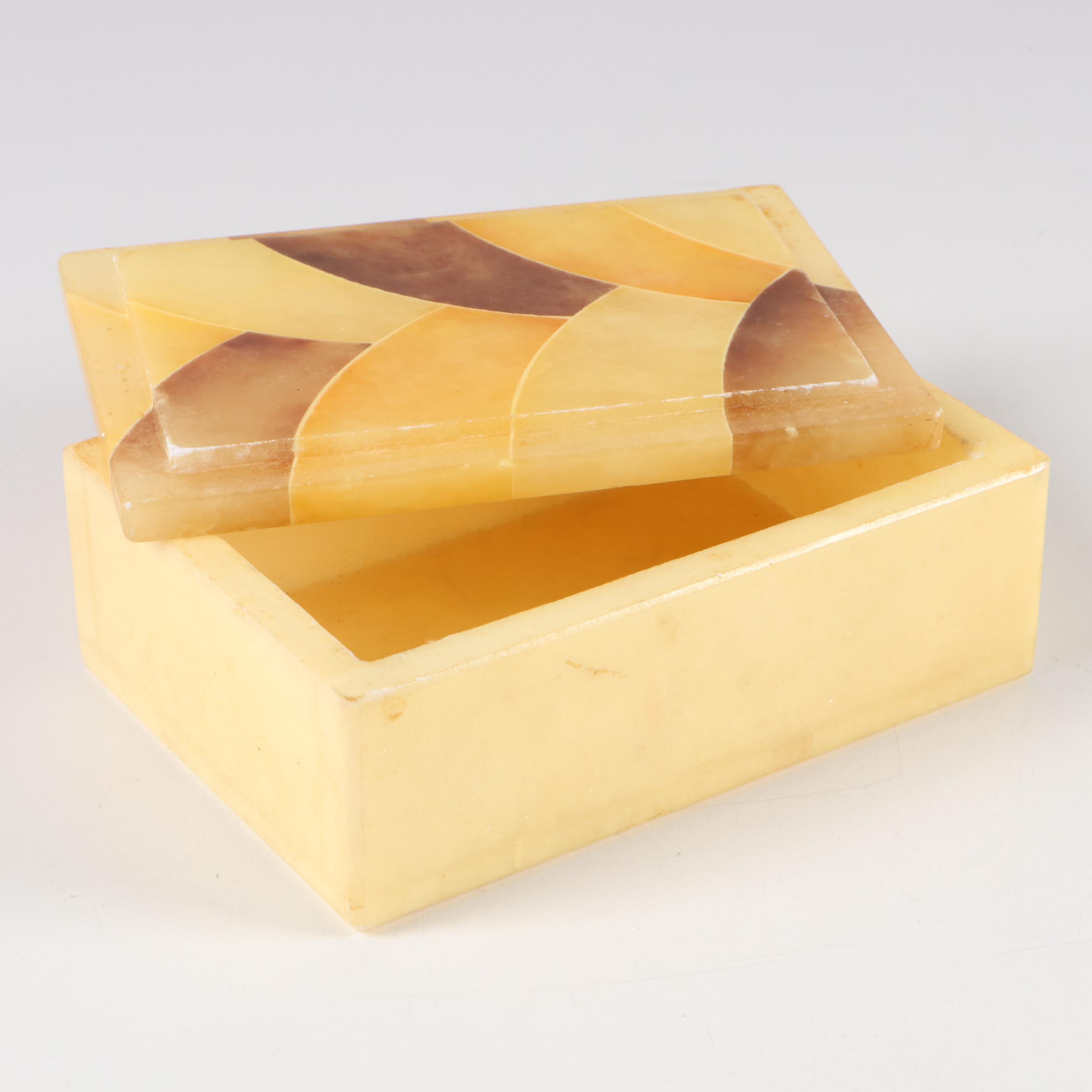 Carved and Polished Dyed Stone Box