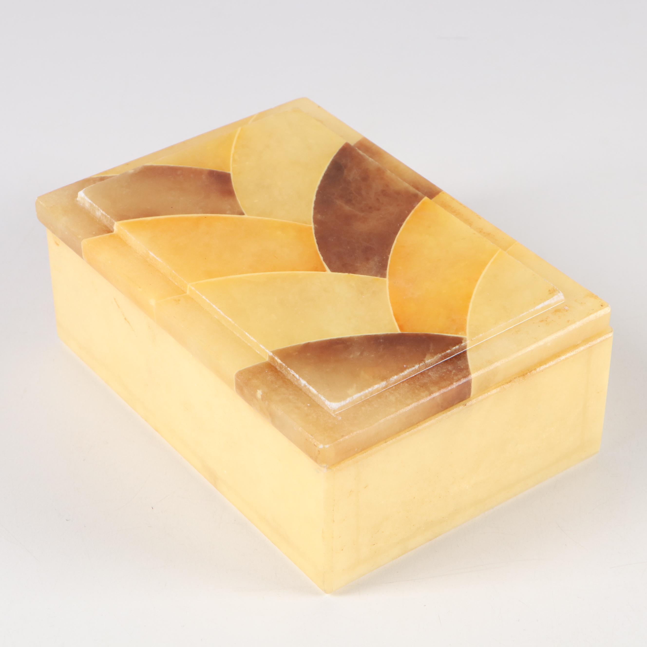 Carved and Polished Dyed Stone Box