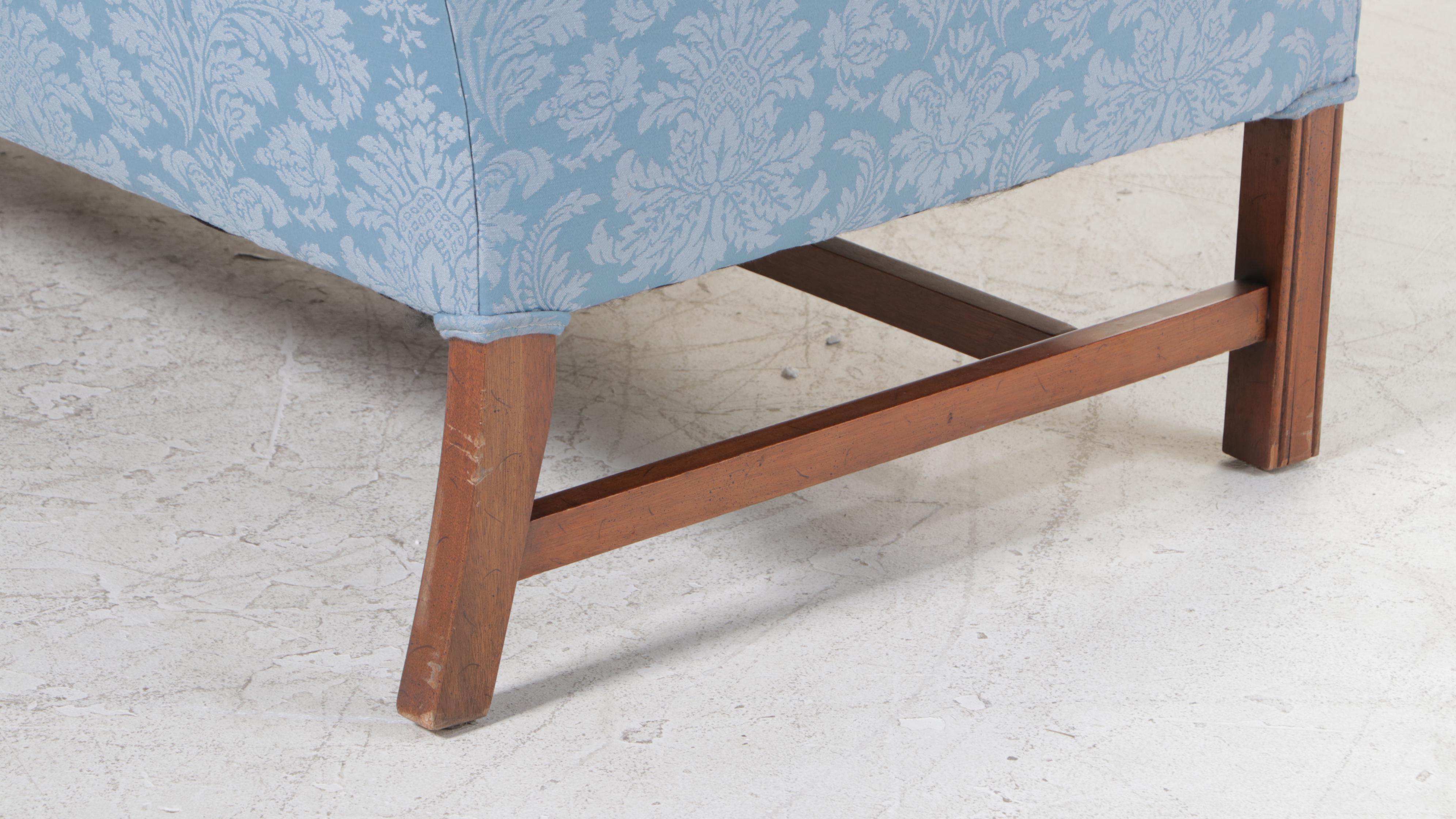 Chippendale Style Mahogany and Custom-Upholstered Camel-Back Sofa, 20th Century