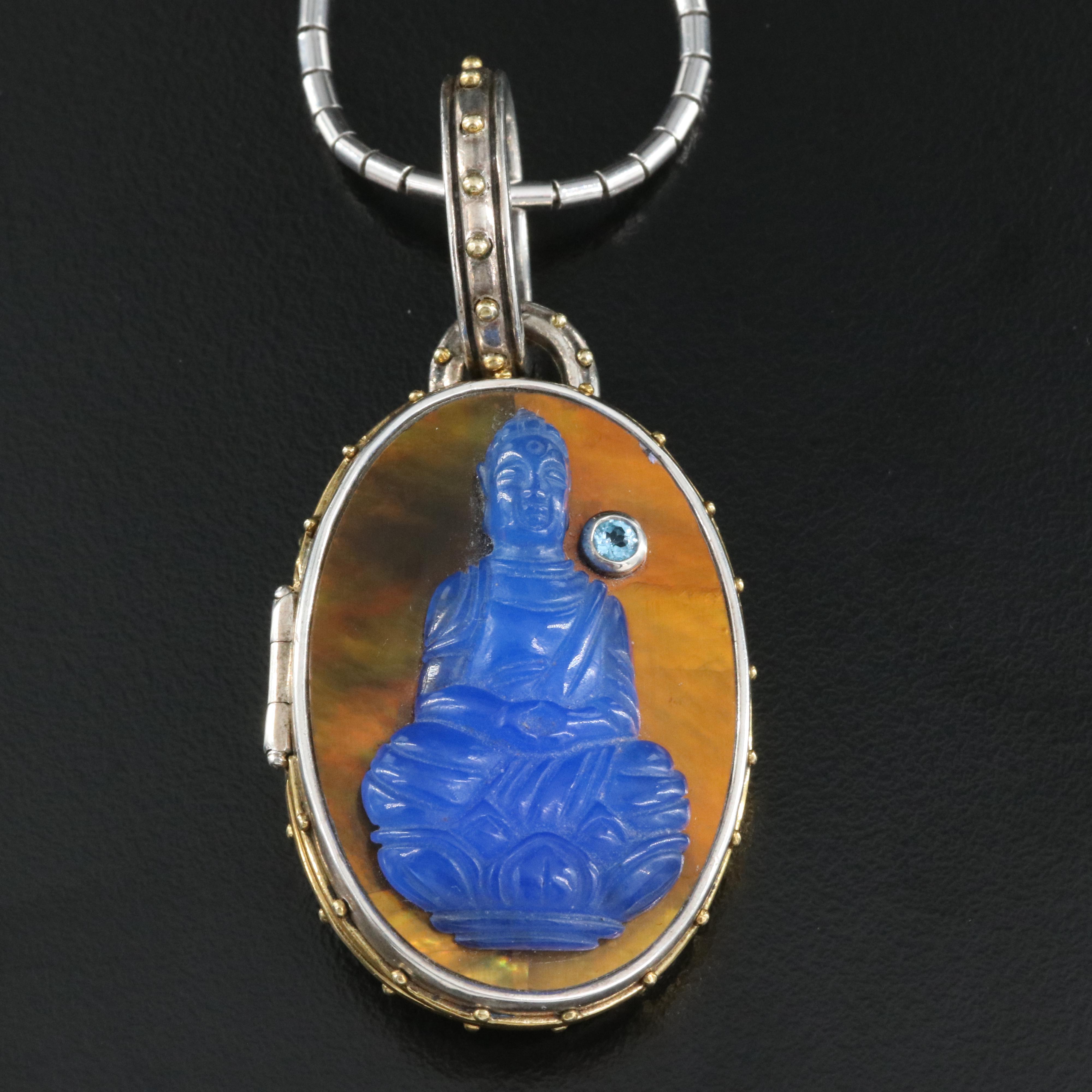 Echo of the Dreamer "Serenity" Sterling and Bronze Buddha Locket Necklace