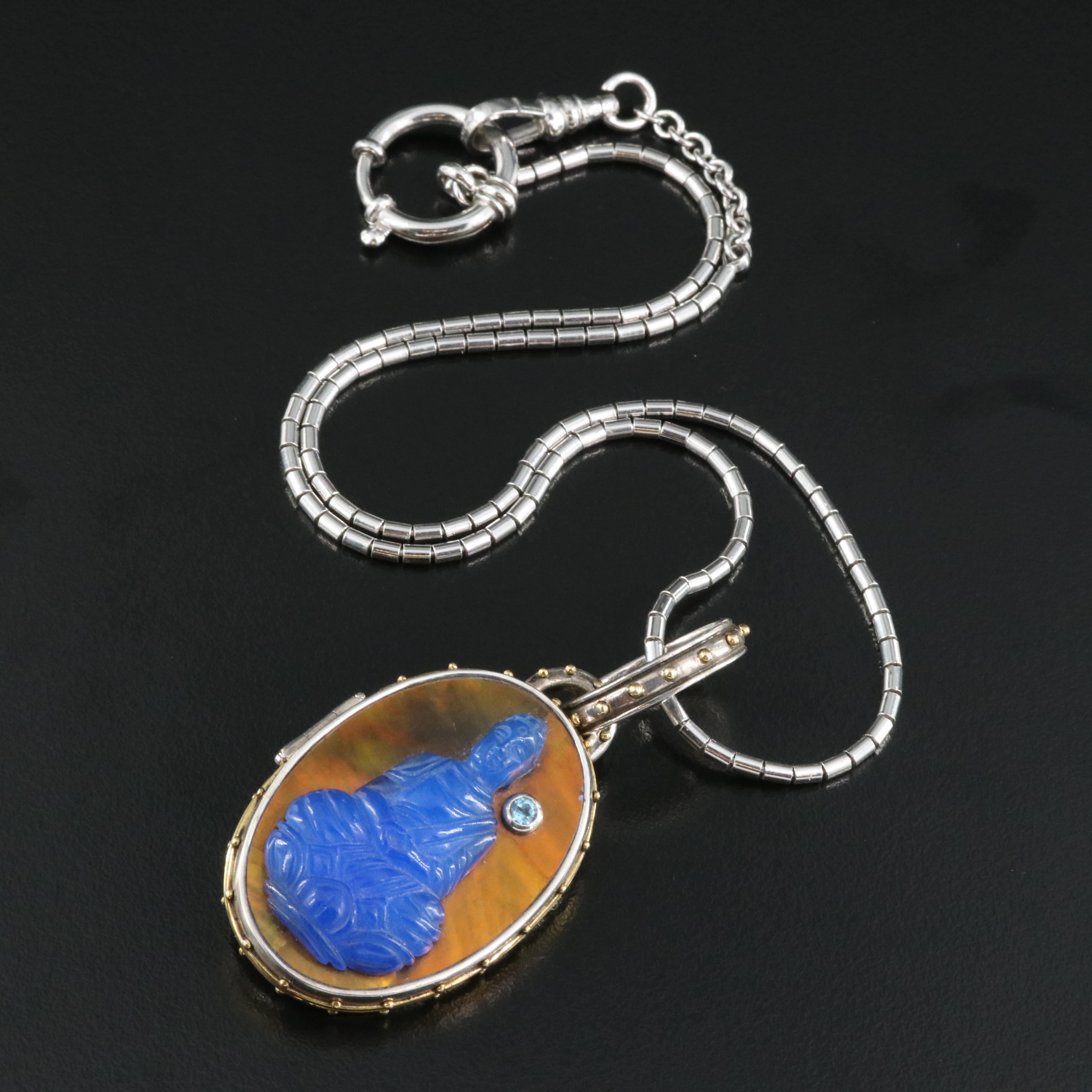 Echo of the Dreamer "Serenity" Sterling and Bronze Buddha Locket Necklace