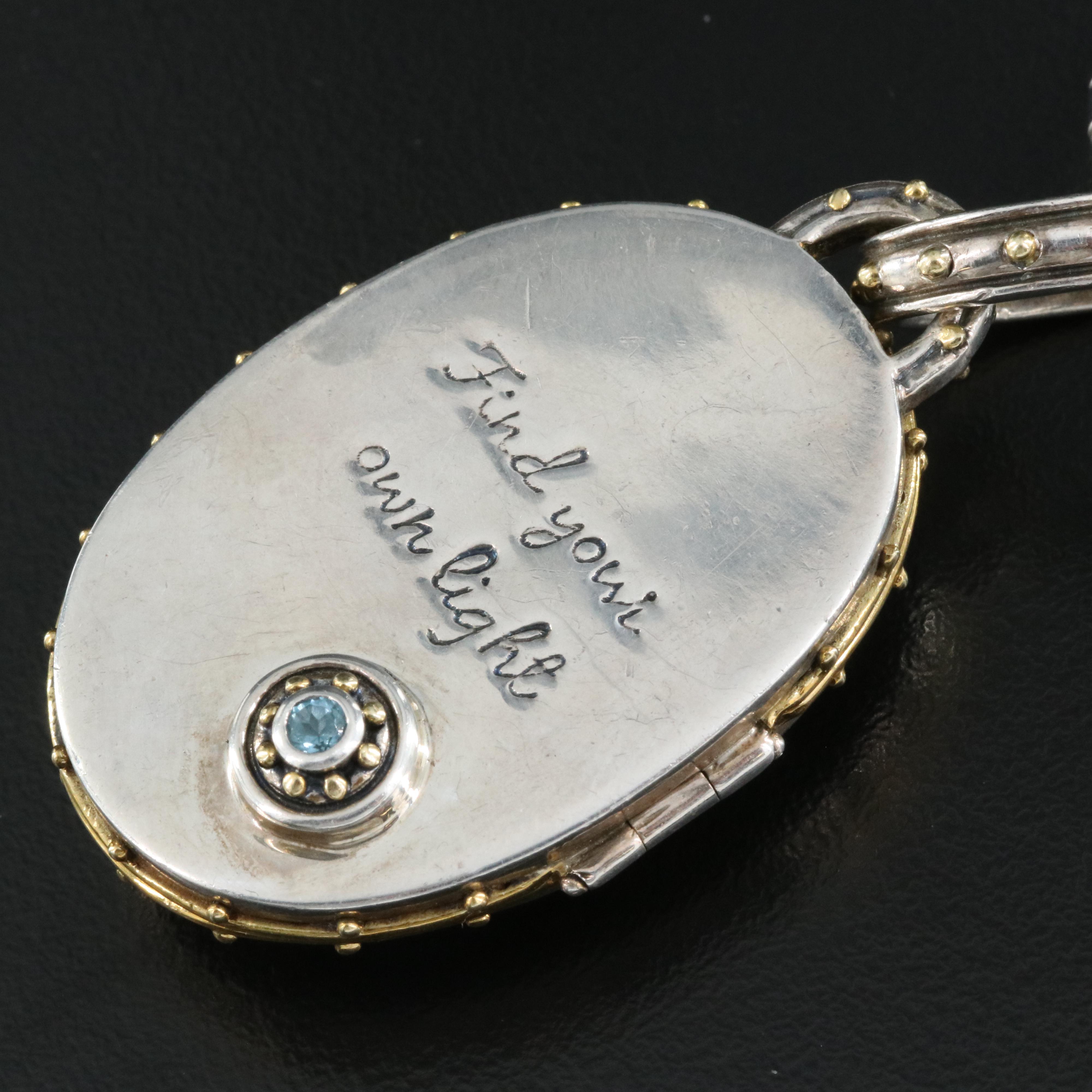 Echo of the Dreamer "Serenity" Sterling and Bronze Buddha Locket Necklace