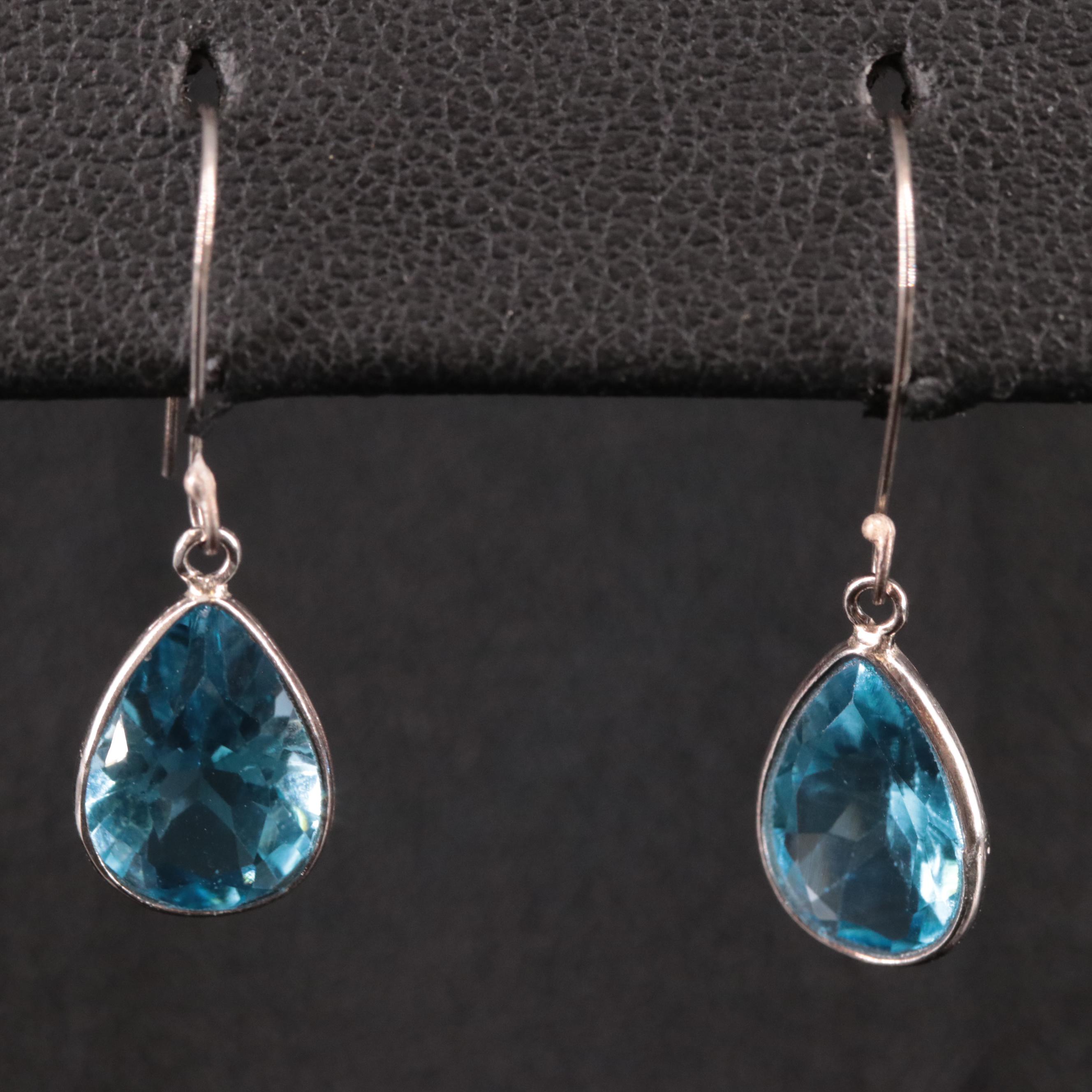 14K Blue Topaz Drop Earrings