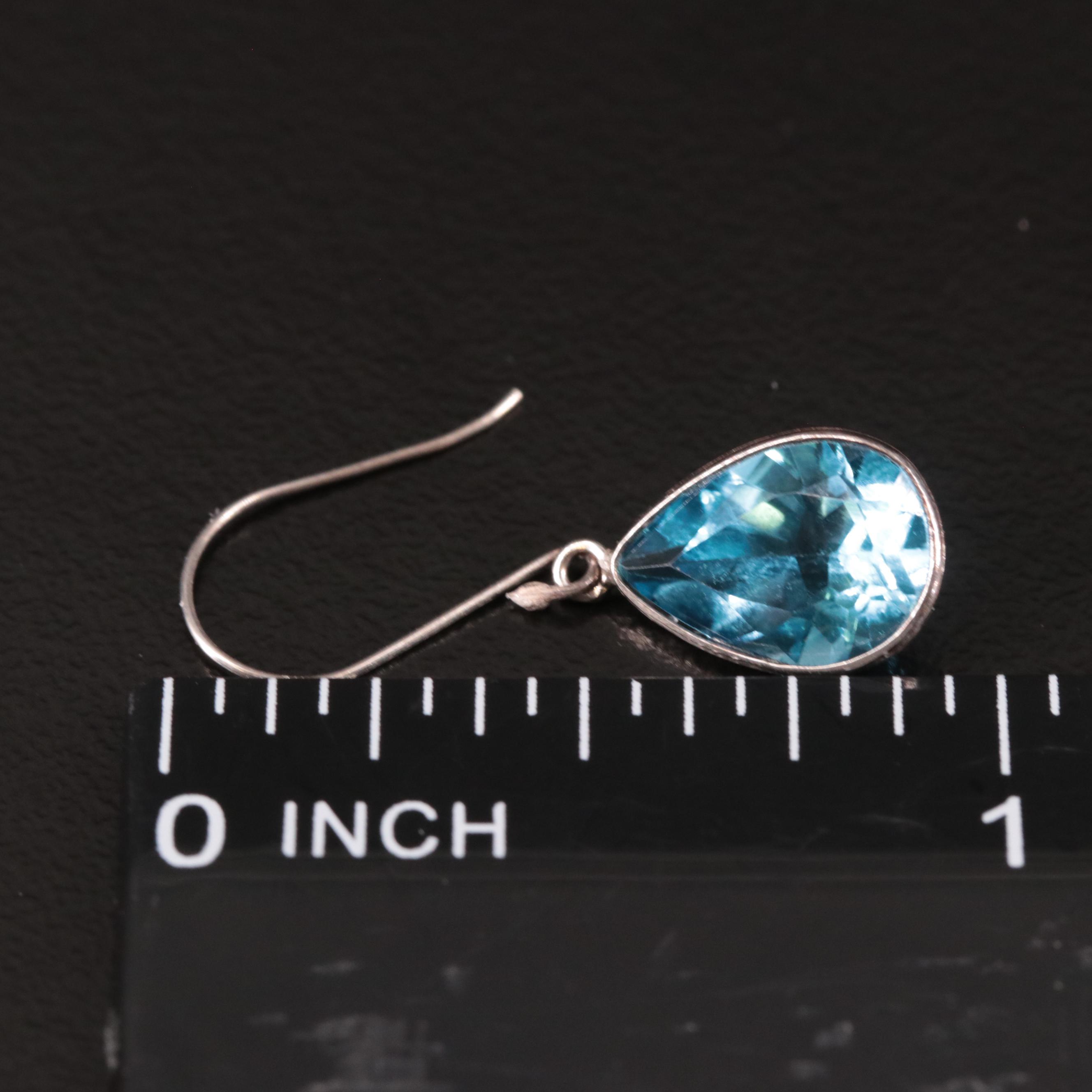 14K Blue Topaz Drop Earrings