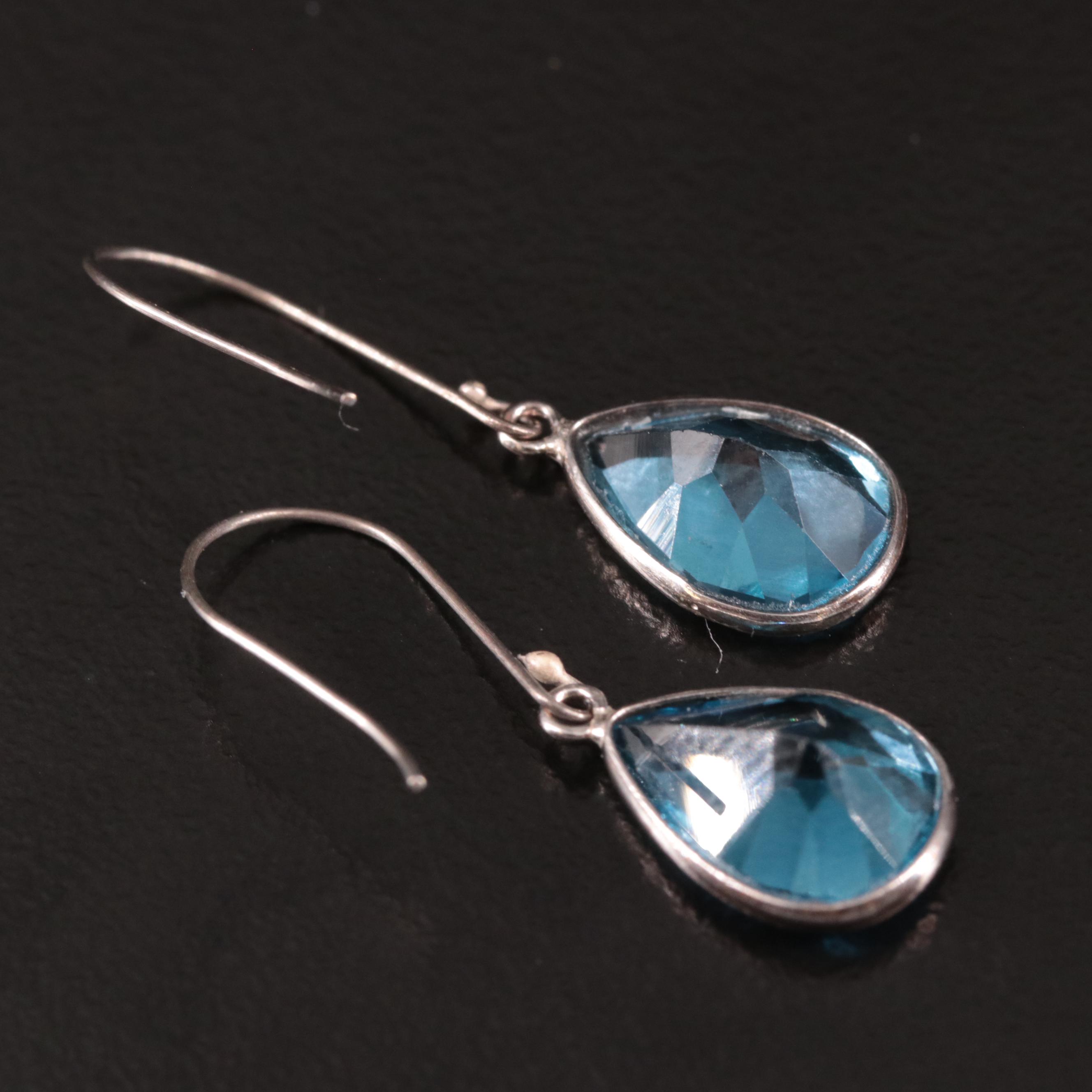 14K Blue Topaz Drop Earrings
