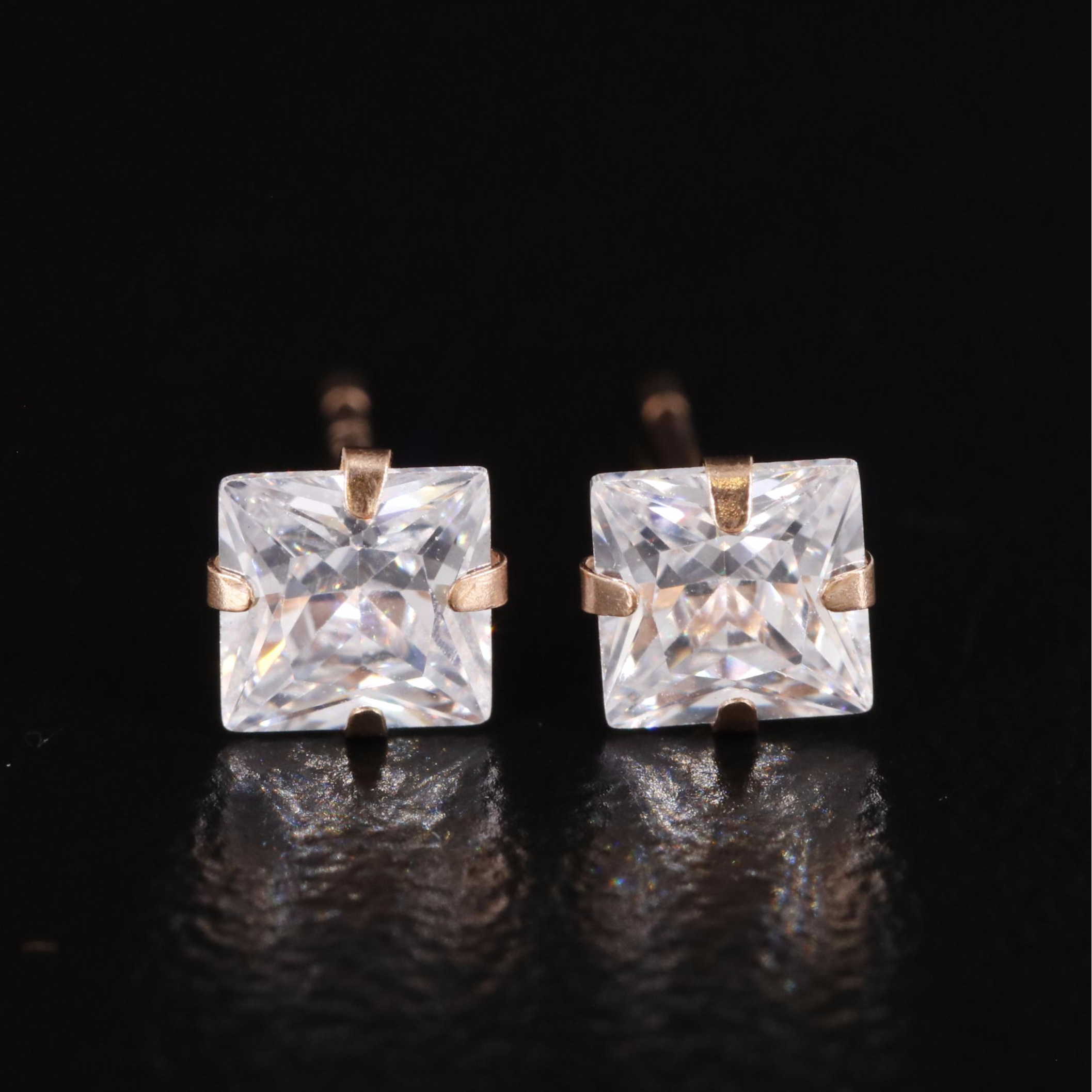 14K Rose Gold Cubic Zirconia Stud Earrings