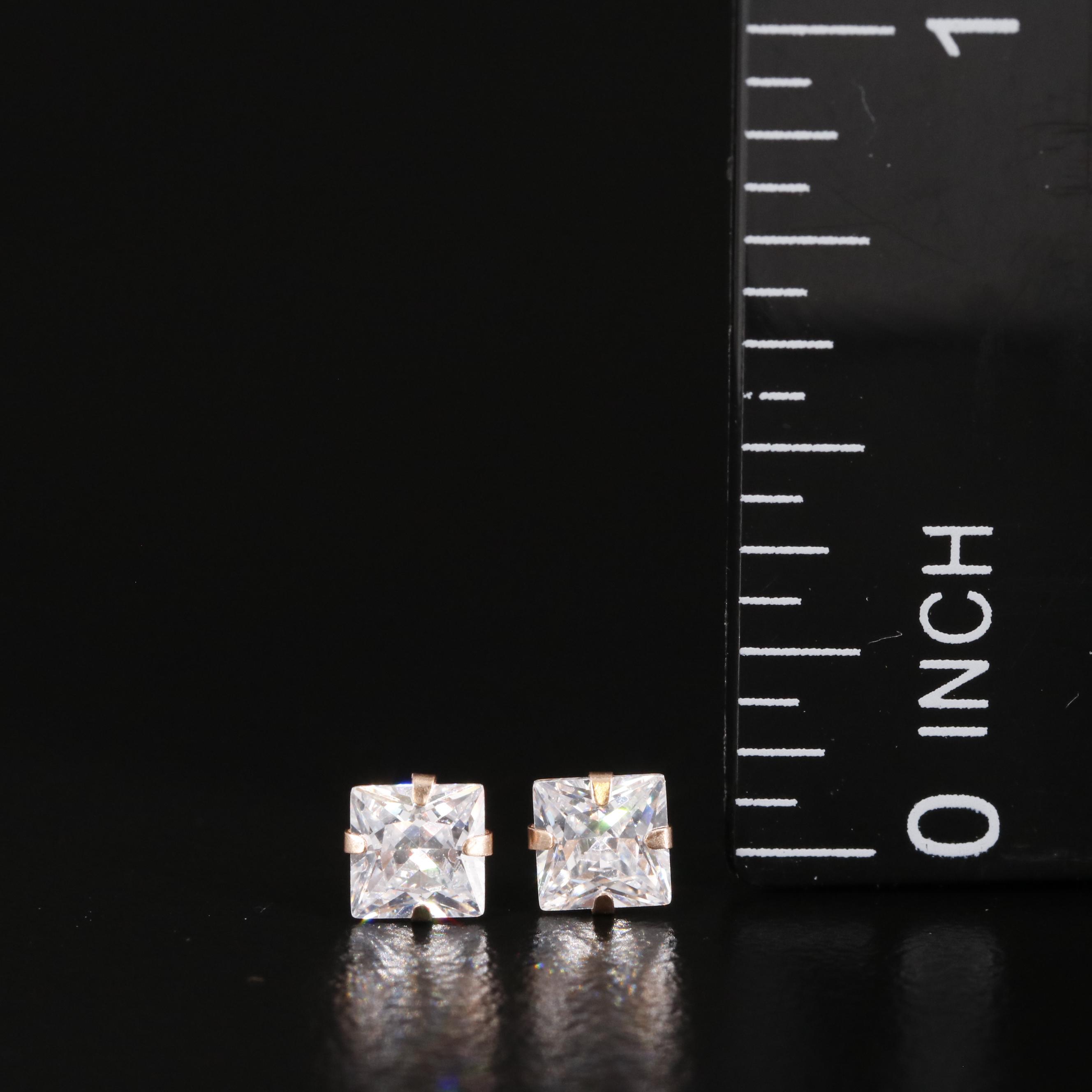 14K Rose Gold Cubic Zirconia Stud Earrings