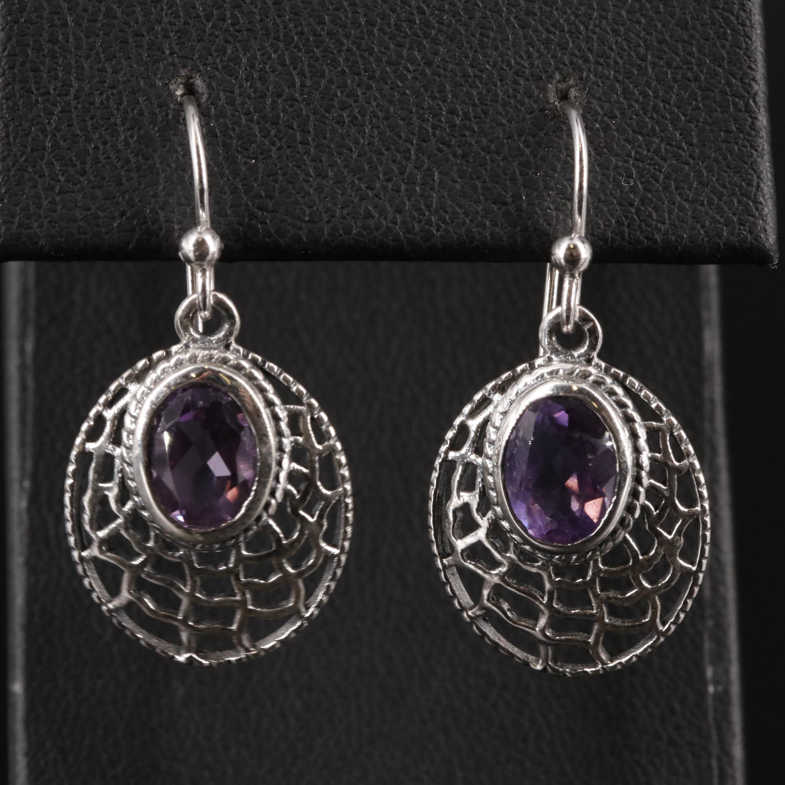 Sterling Amethyst Drop Earrings