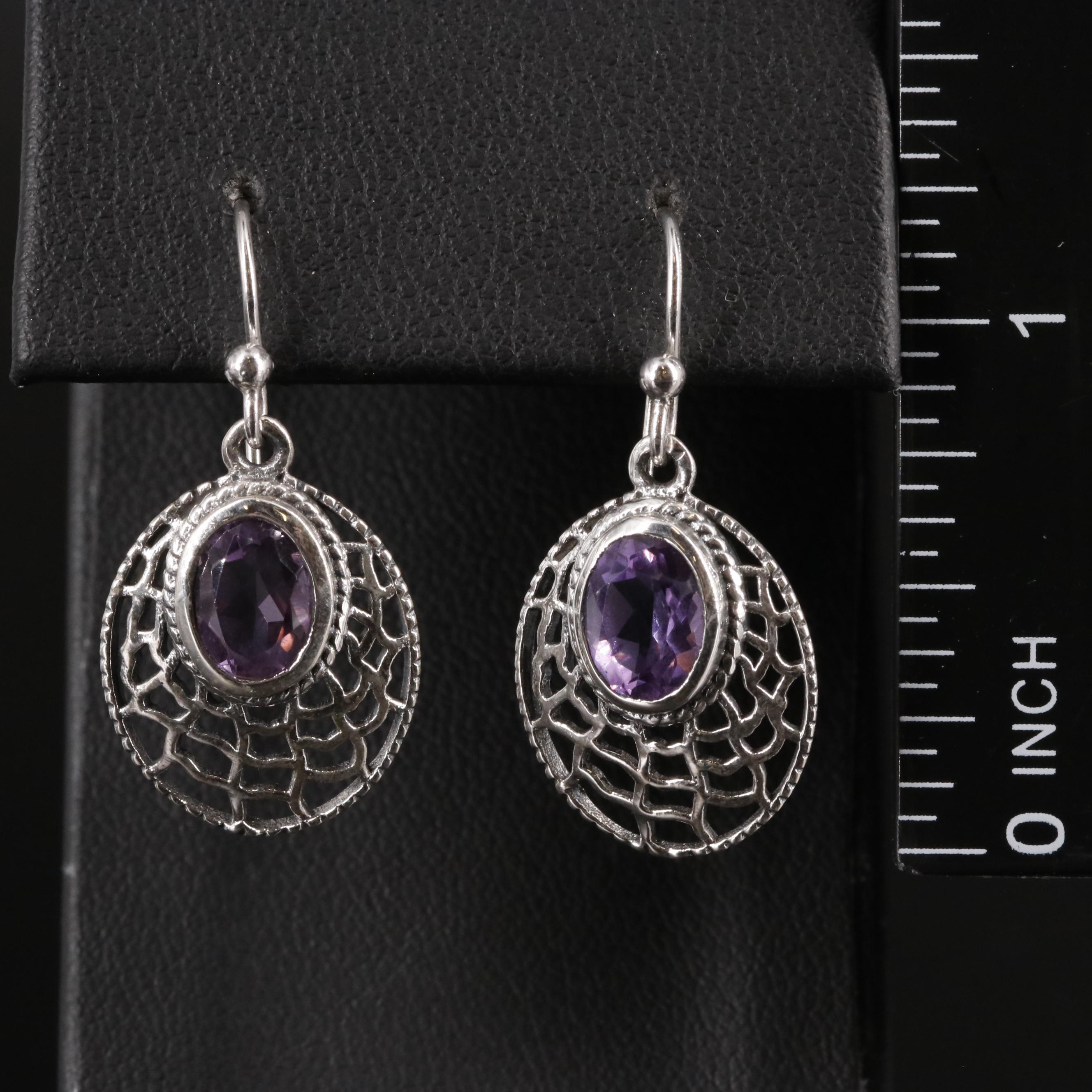 Sterling Amethyst Drop Earrings