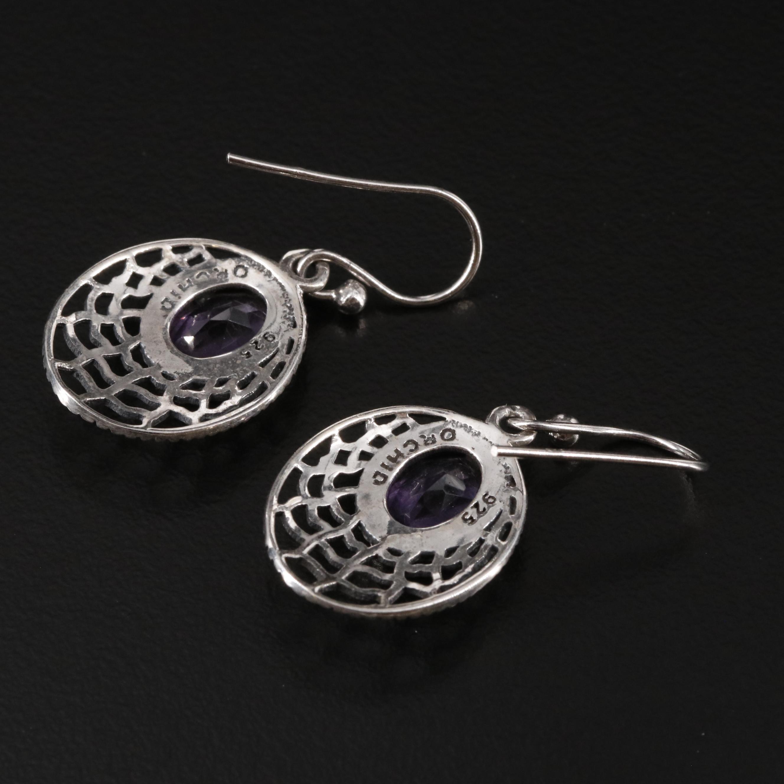 Sterling Amethyst Drop Earrings
