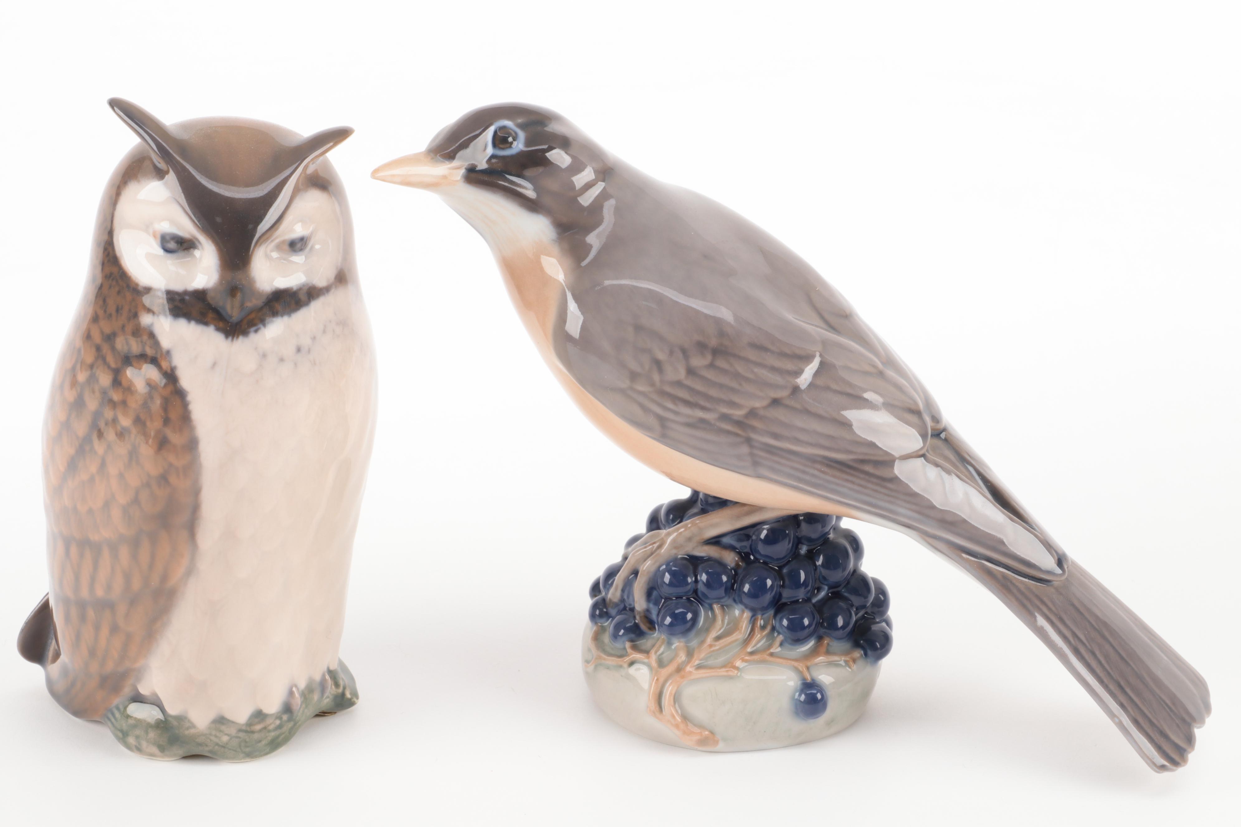 Royal Copenhagen "Fawn" Porcelain Figurine with Other Porcelain Animal Figurines