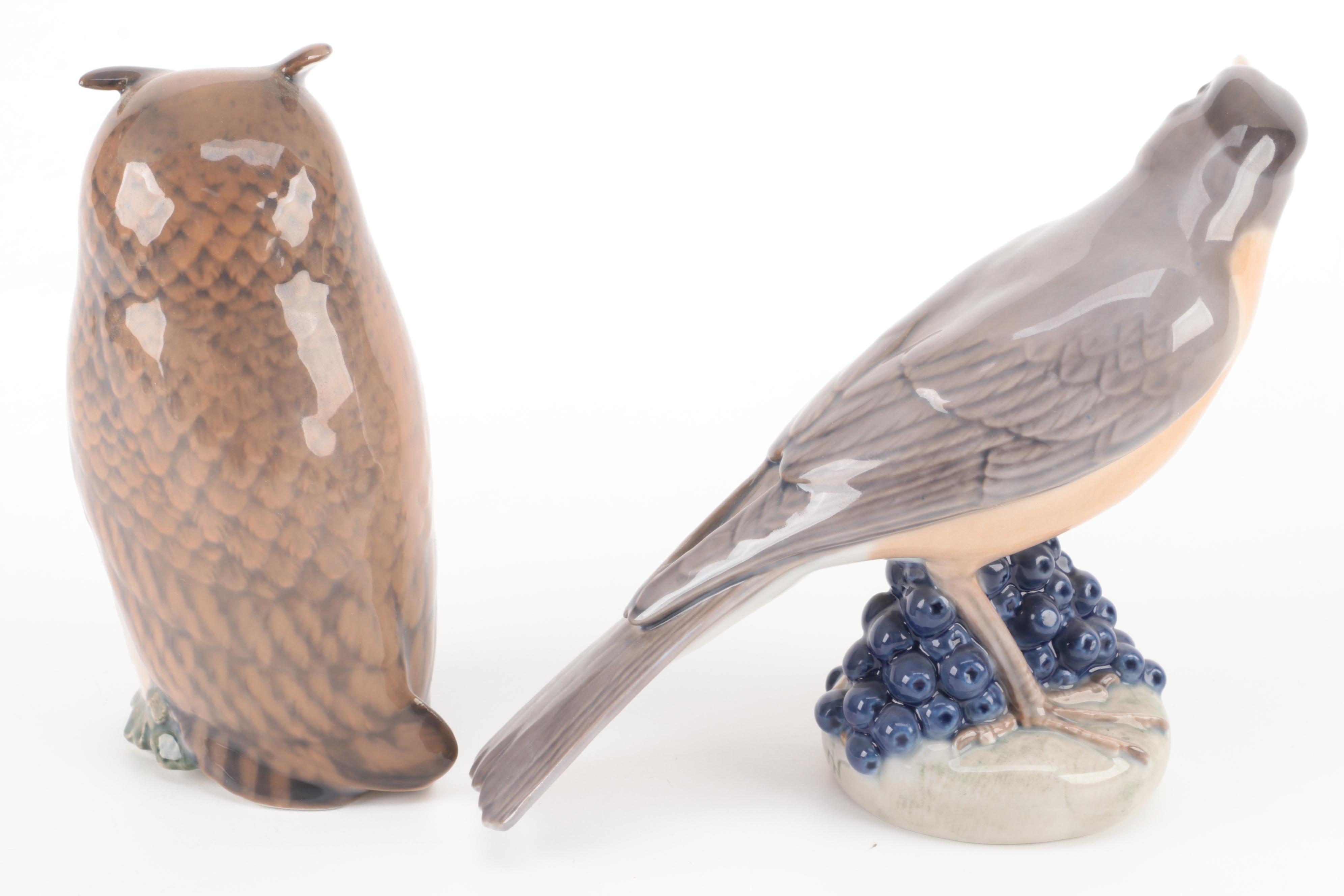 Royal Copenhagen "Fawn" Porcelain Figurine with Other Porcelain Animal Figurines