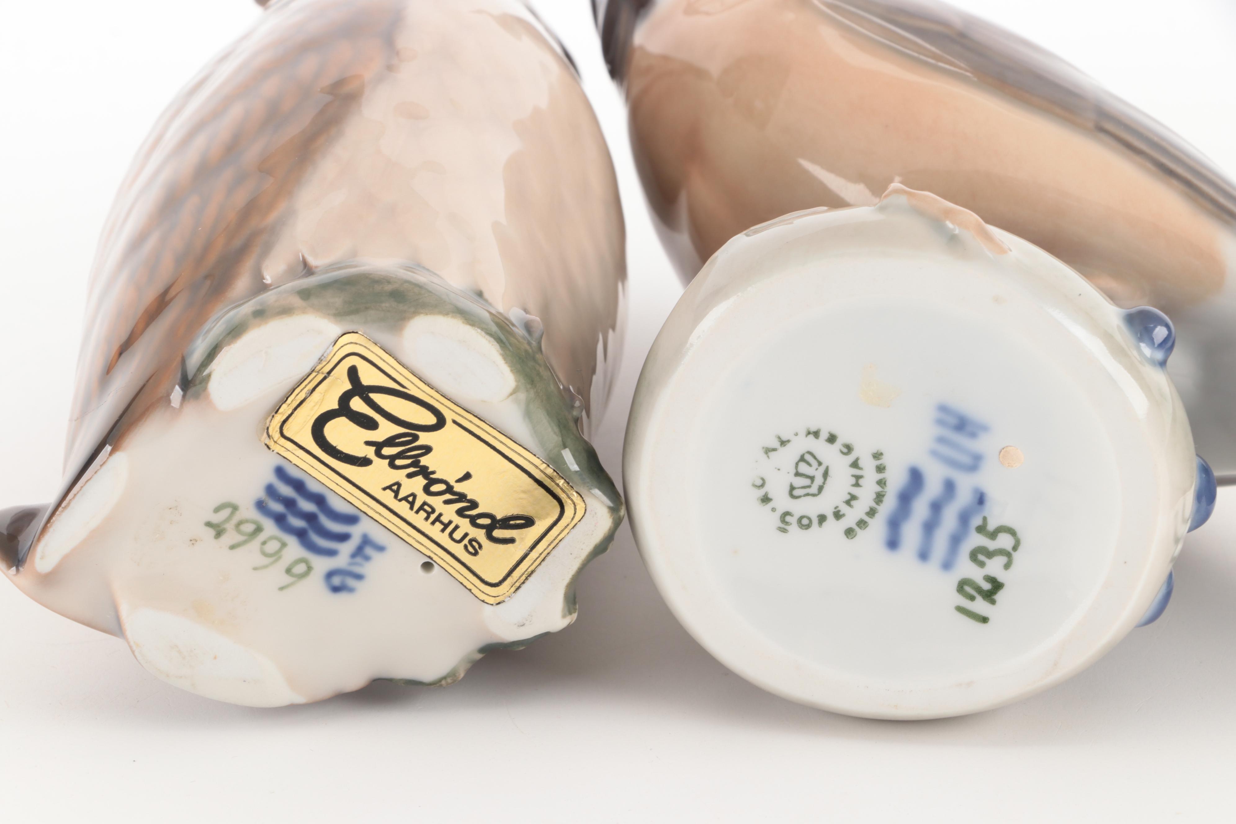 Royal Copenhagen "Fawn" Porcelain Figurine with Other Porcelain Animal Figurines