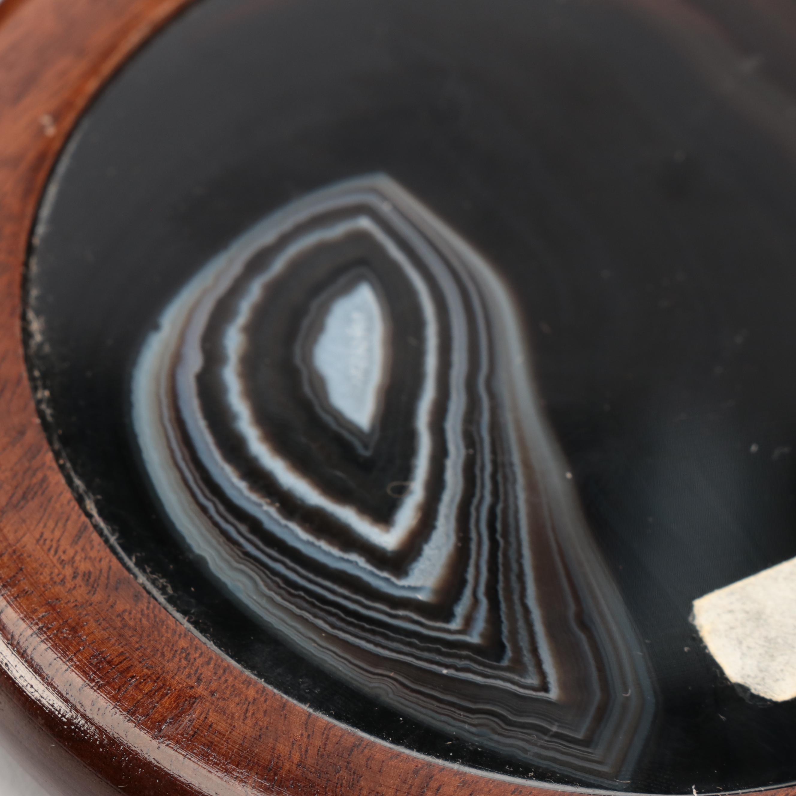 Brazilian Dyed Agate and Carved Wood Trinket Boxes