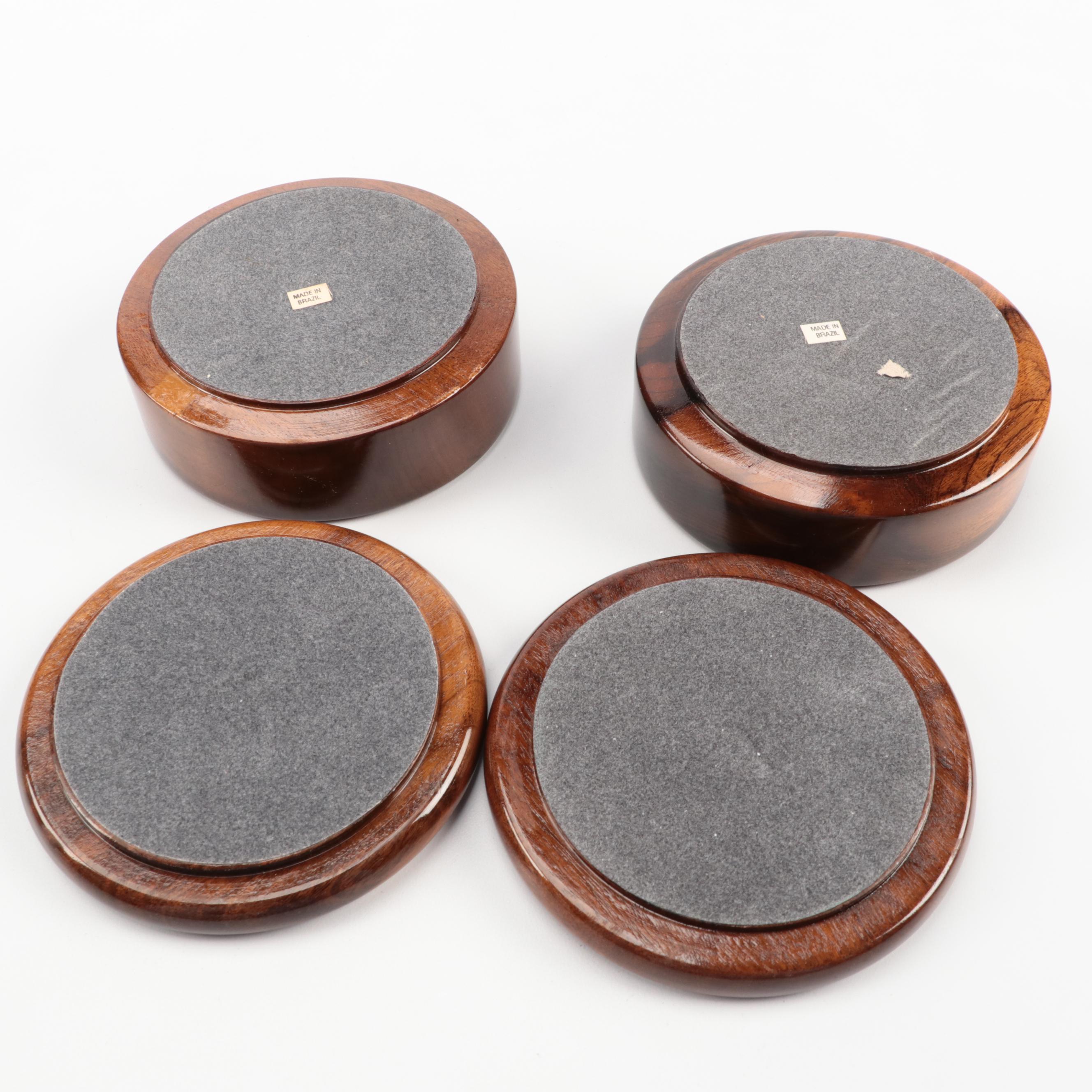 Brazilian Dyed Agate and Carved Wood Trinket Boxes