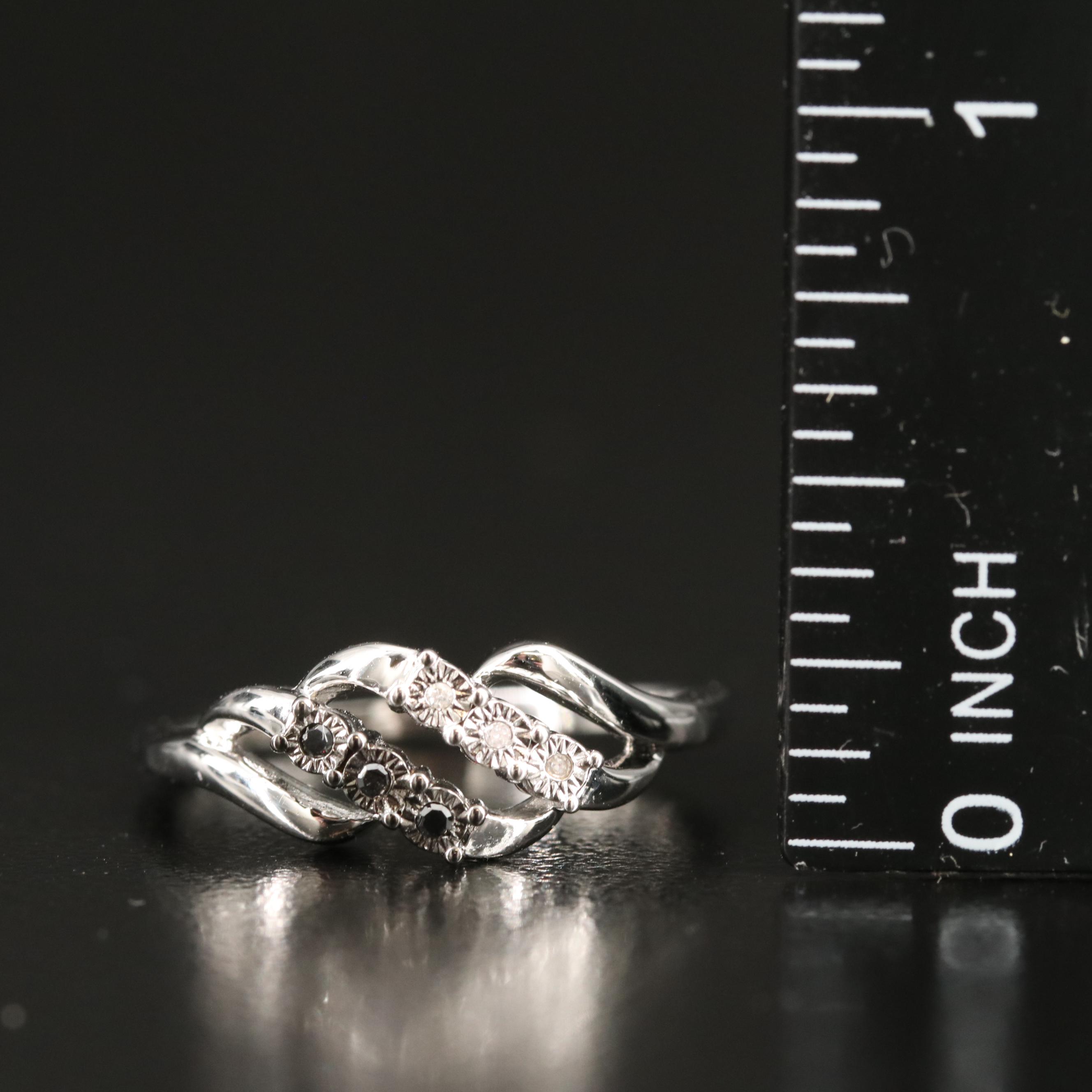 Sterling Diamond Wave Ring