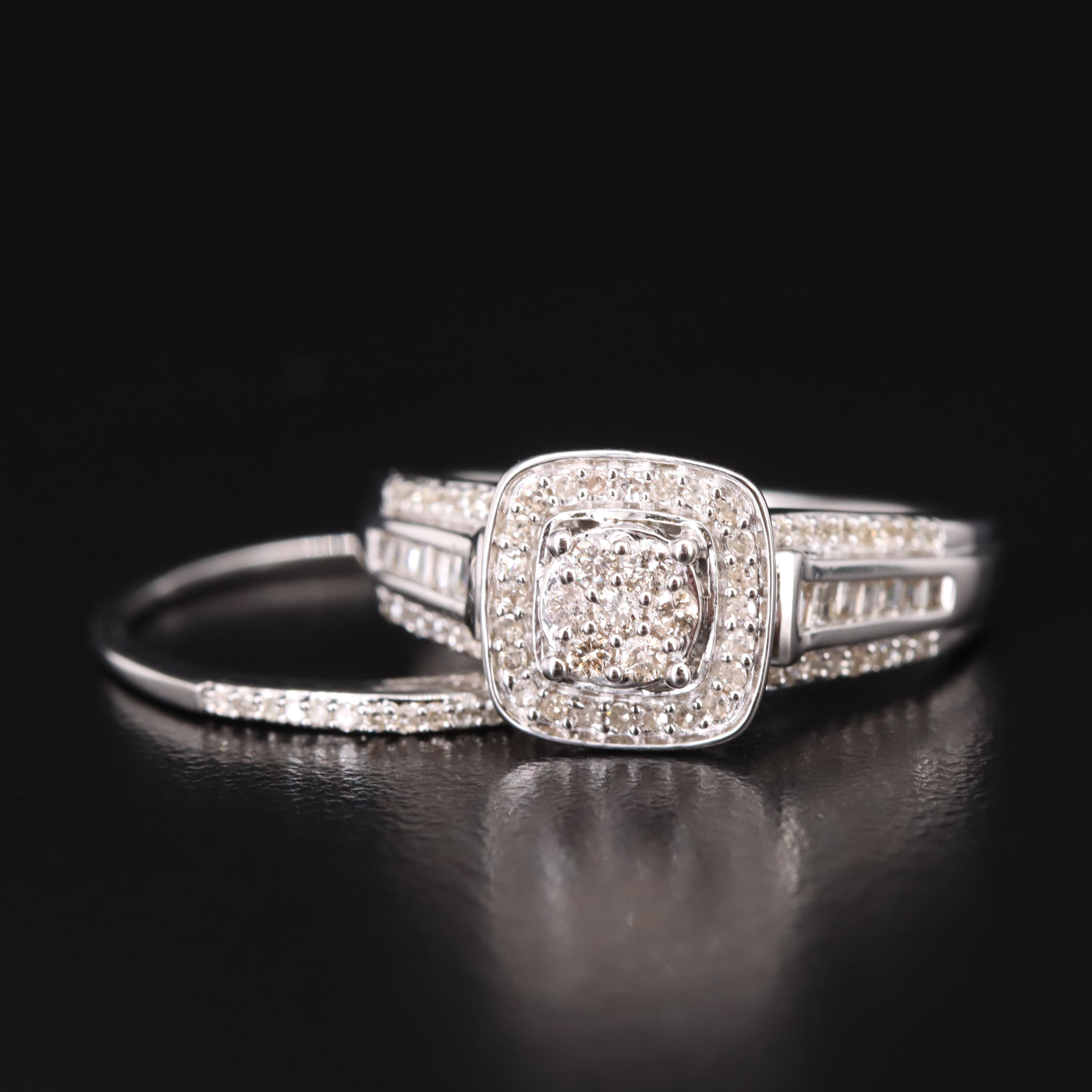 Sterling Silver Diamond Ring Set