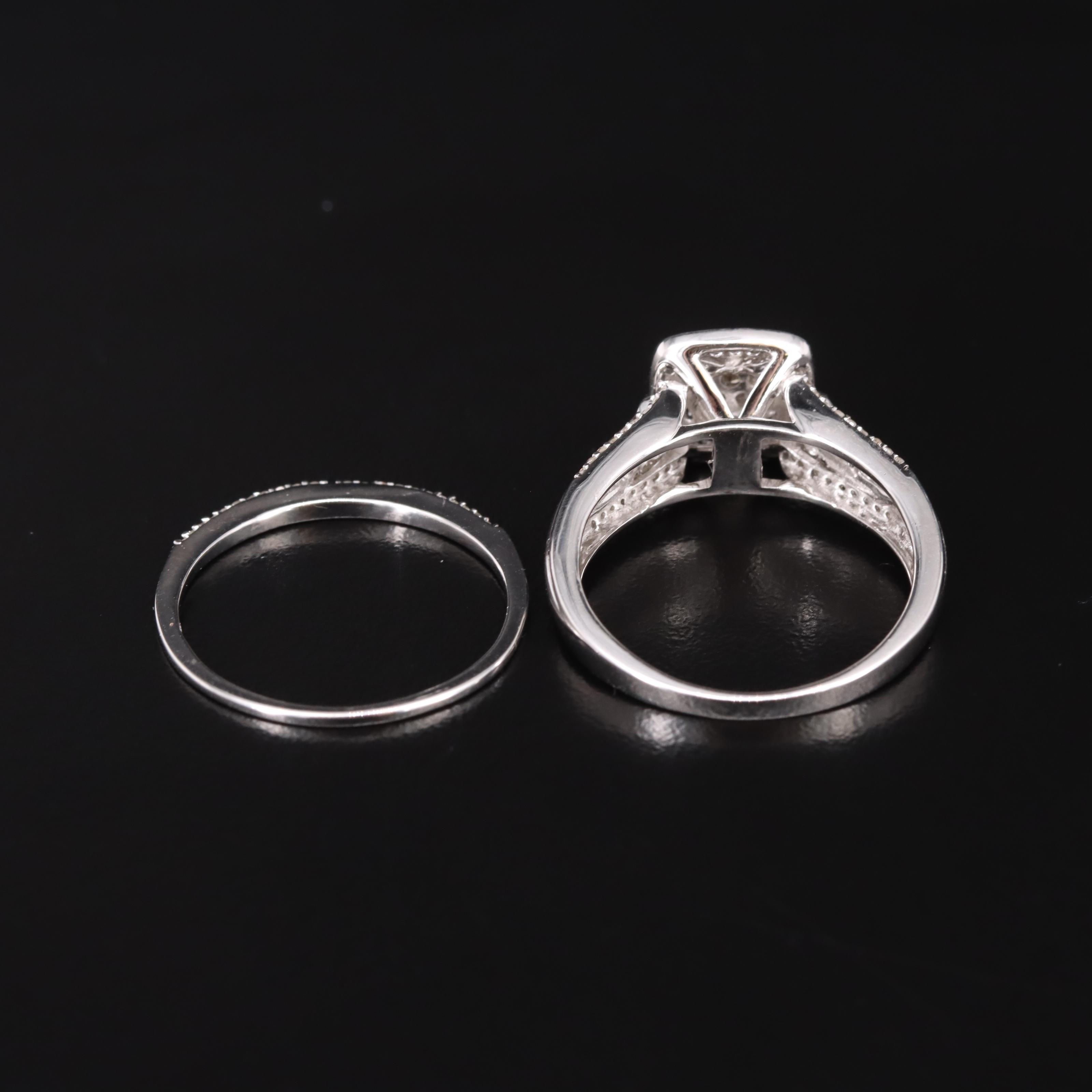 Sterling Silver Diamond Ring Set