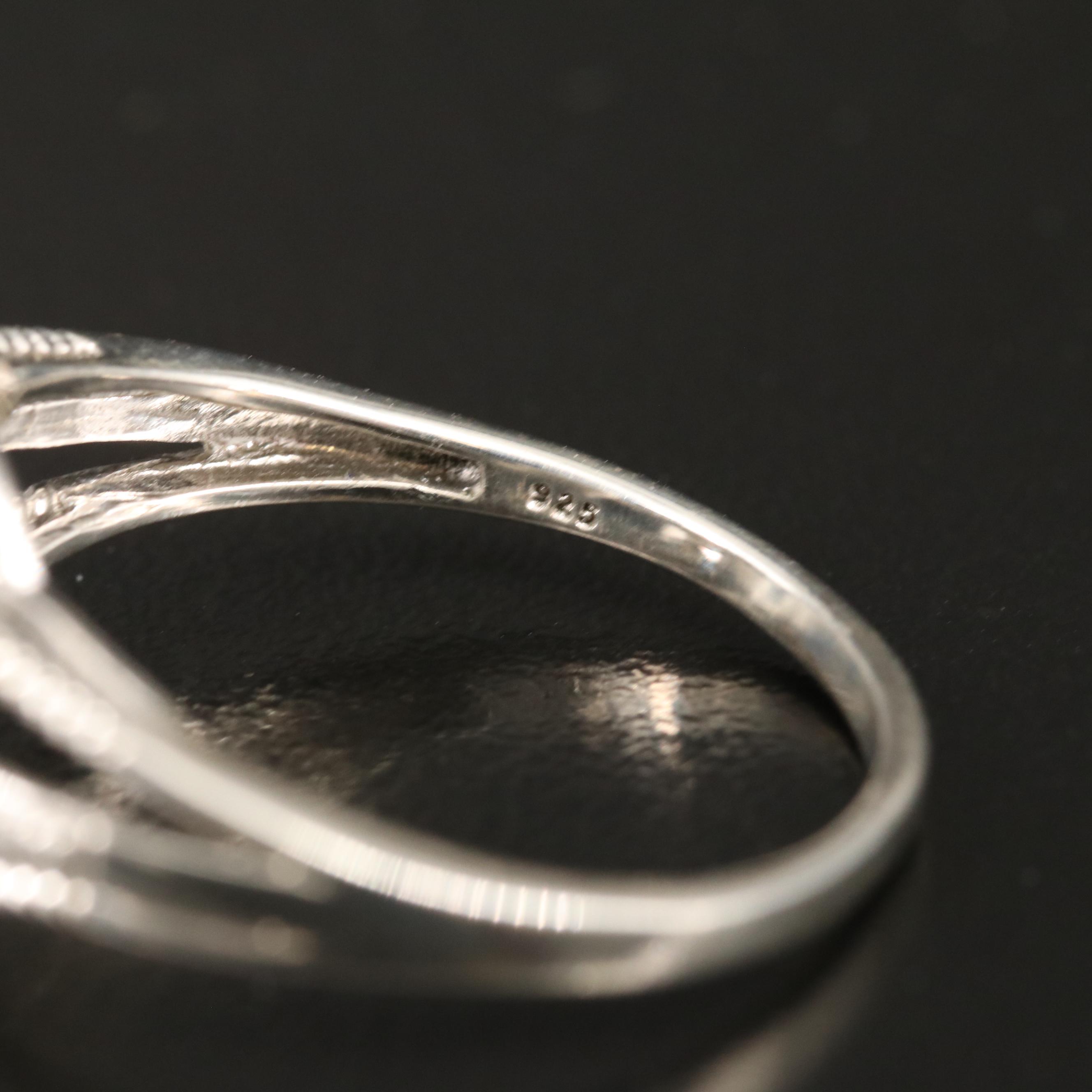 Sterling Diamond  Heart Ring