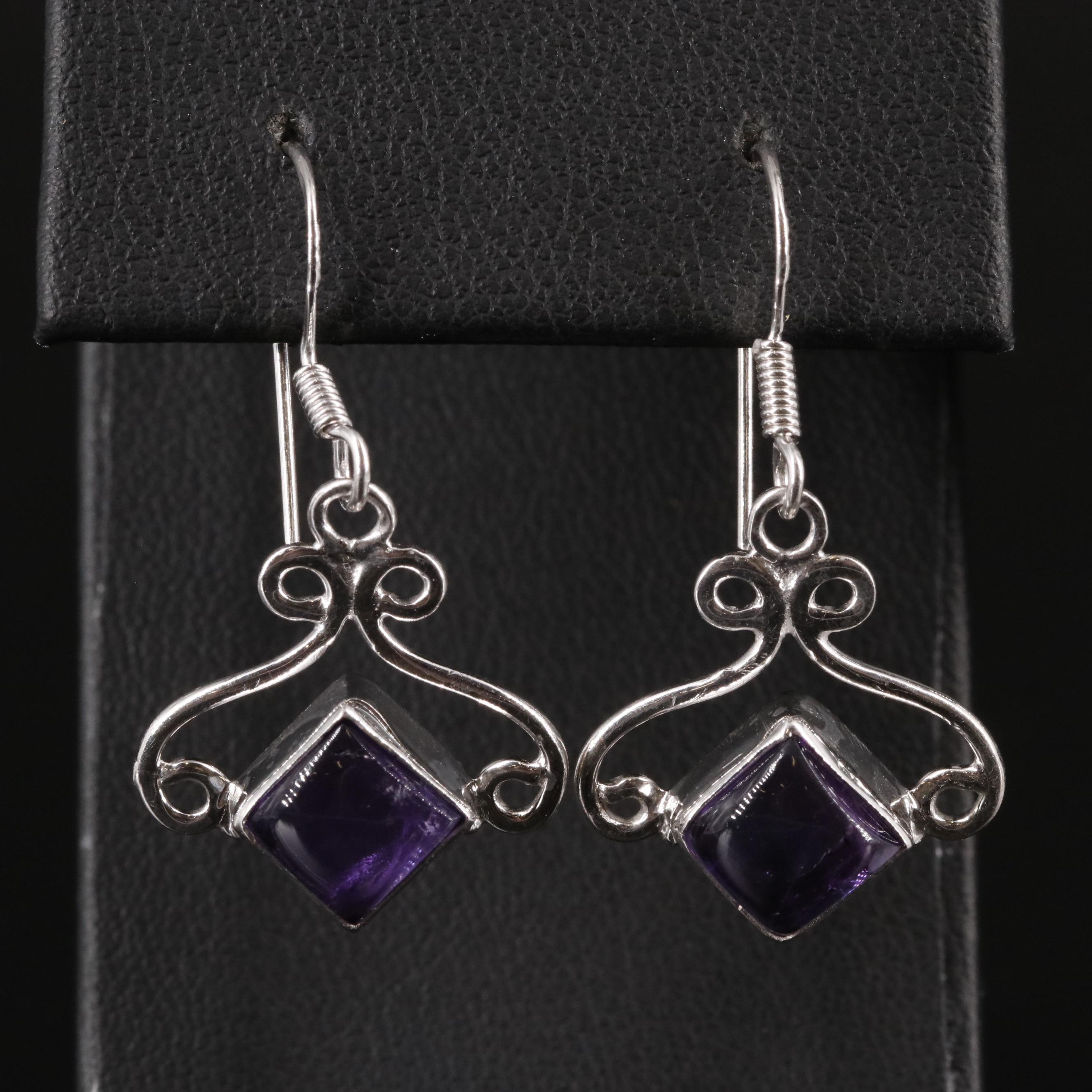 Sterling Amethyst Dangle Earrings