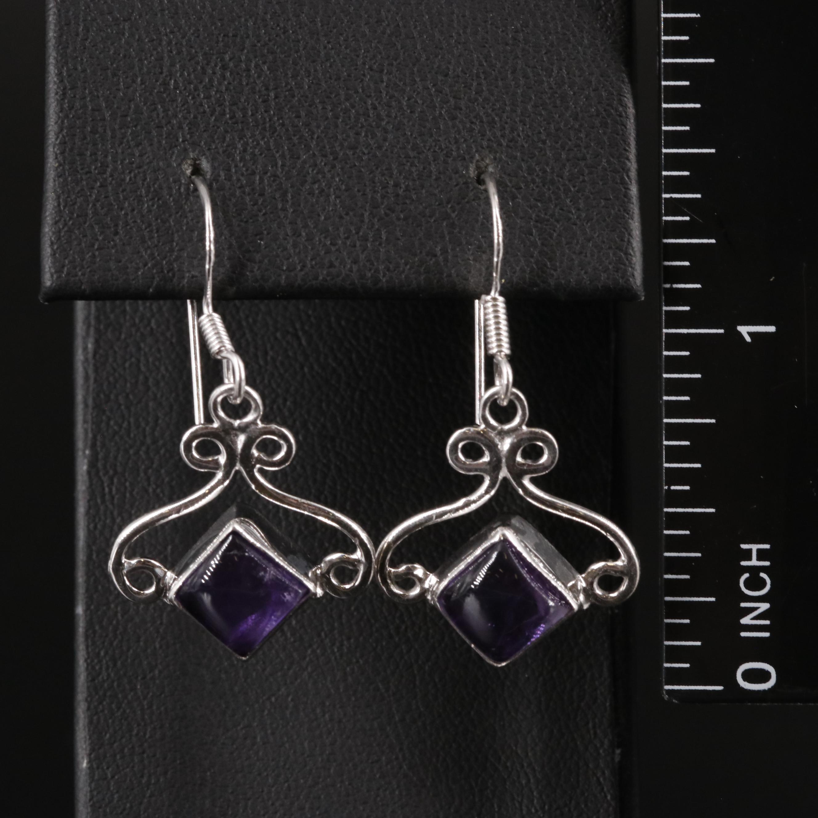 Sterling Amethyst Dangle Earrings