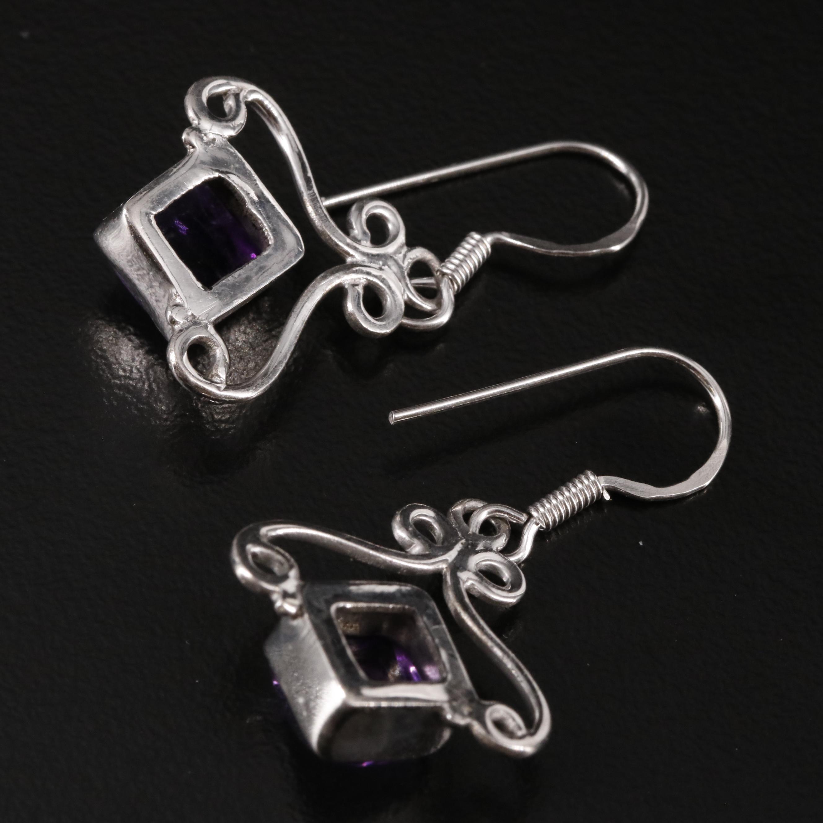 Sterling Amethyst Dangle Earrings