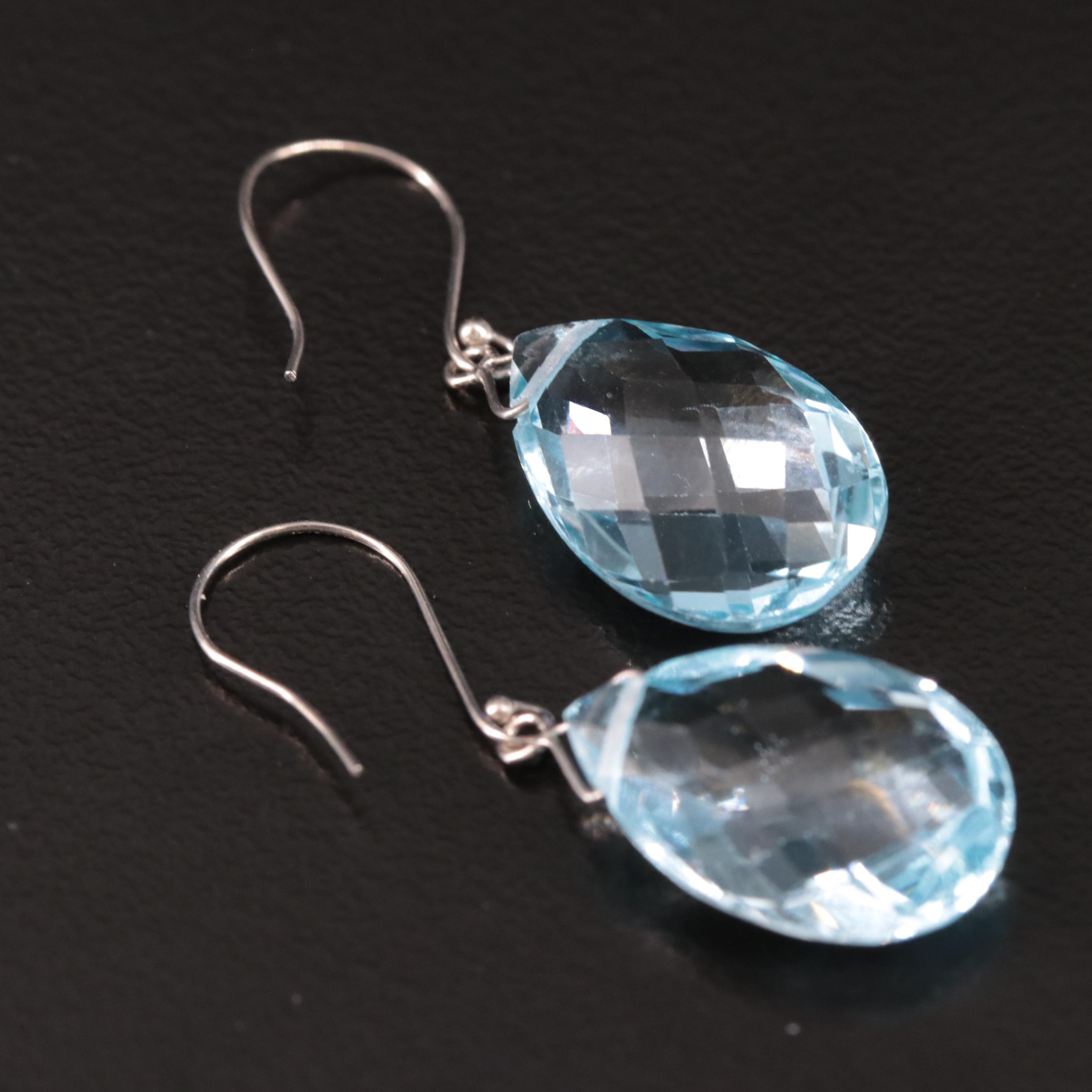 14K Blue Topaz Drop Earrings
