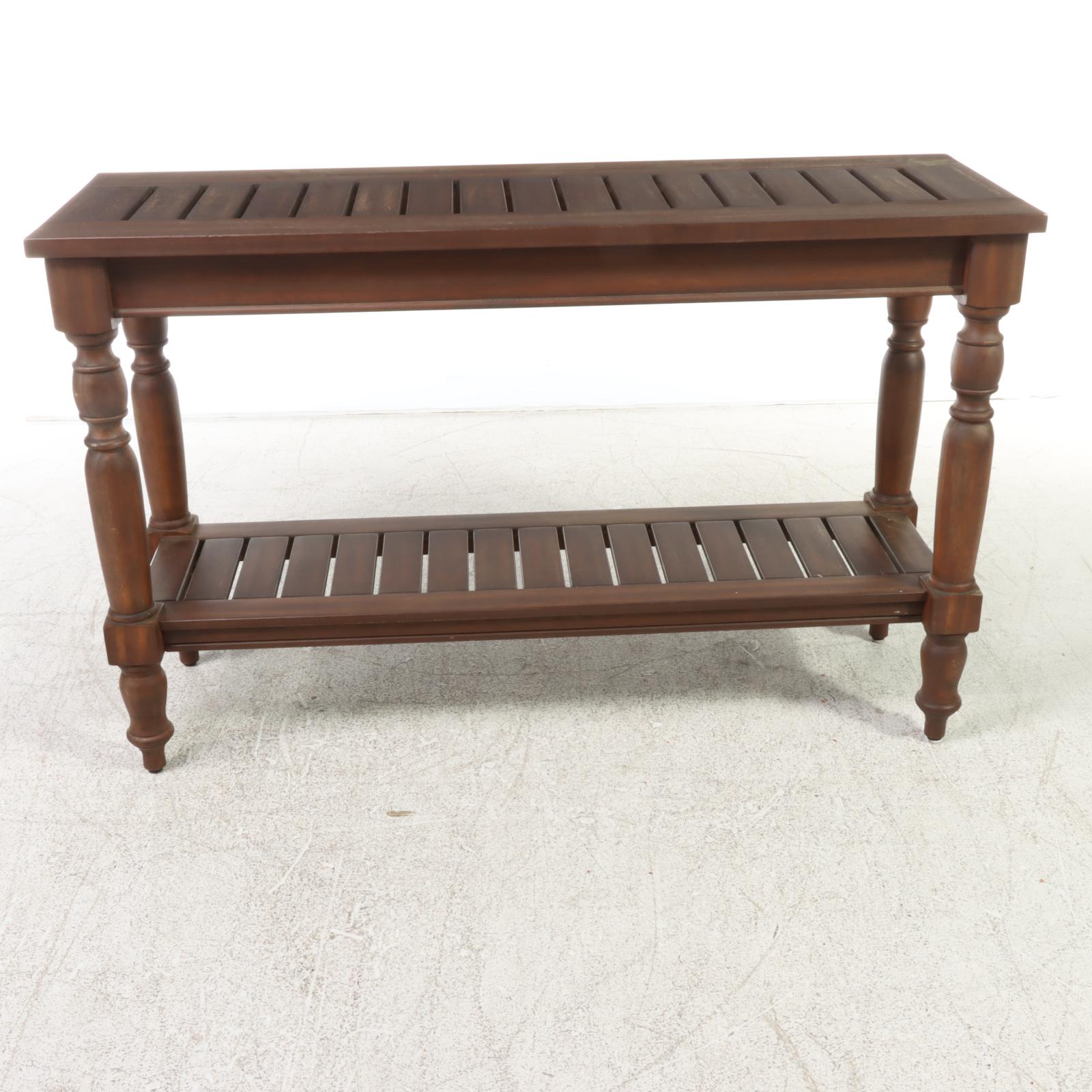 Pottery Barn Slatted Hardwood Two-Tier Console Table