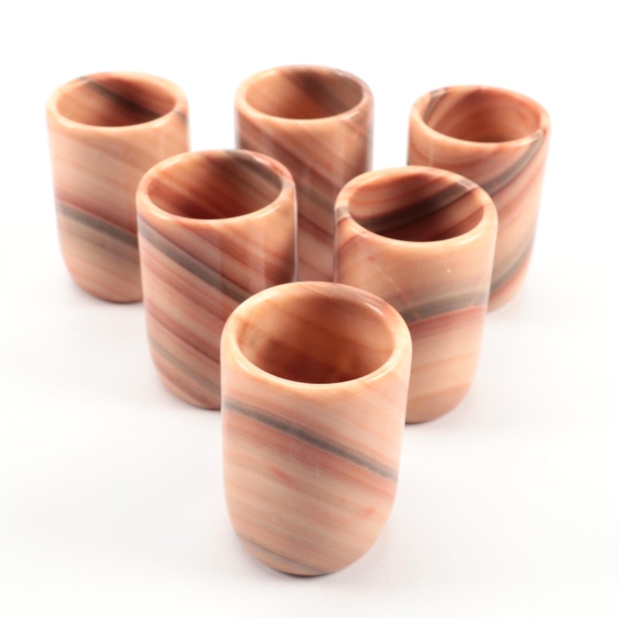 Polished Banded Calcite Shot Glasses