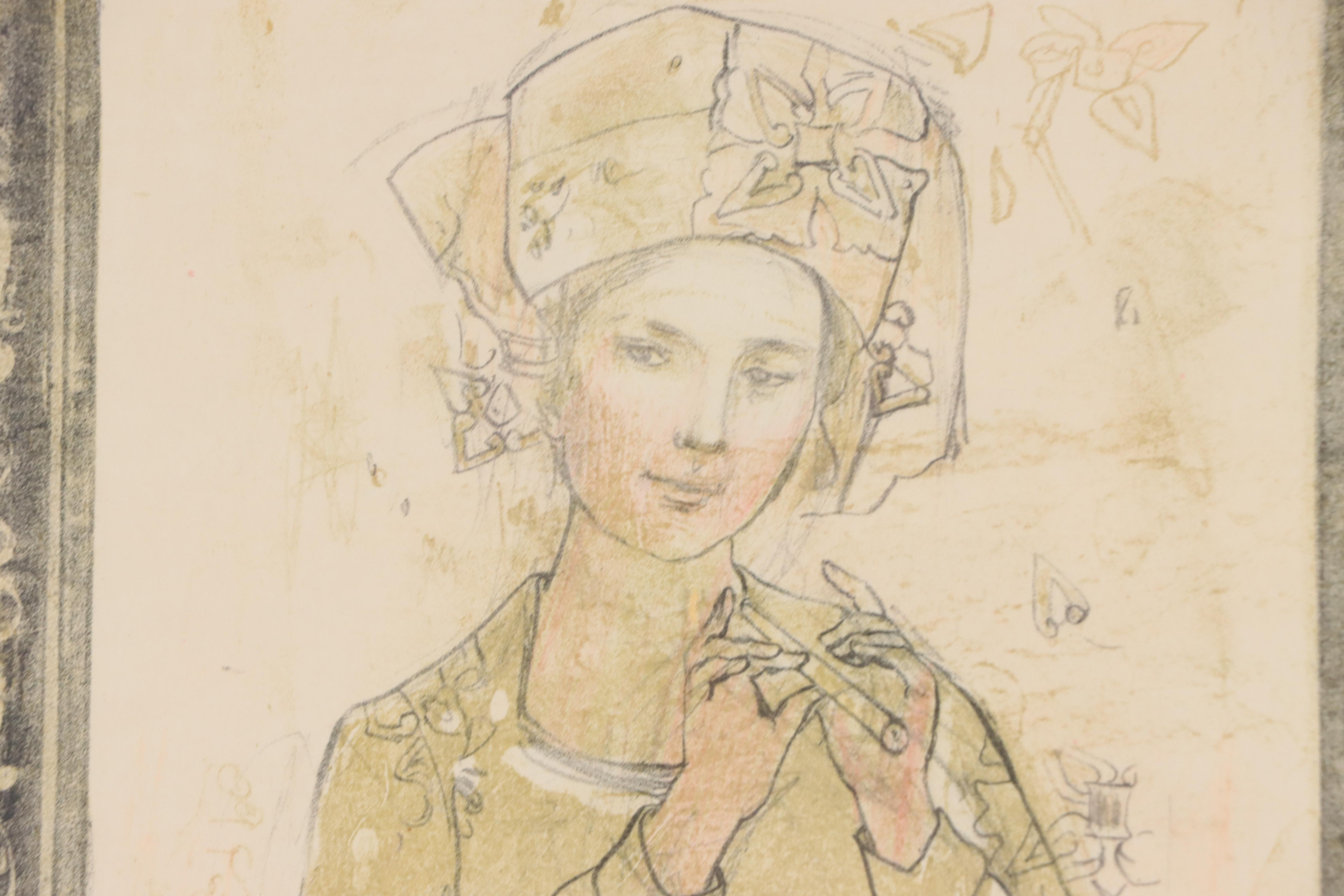 Edna Hibel Lithograph of Figure