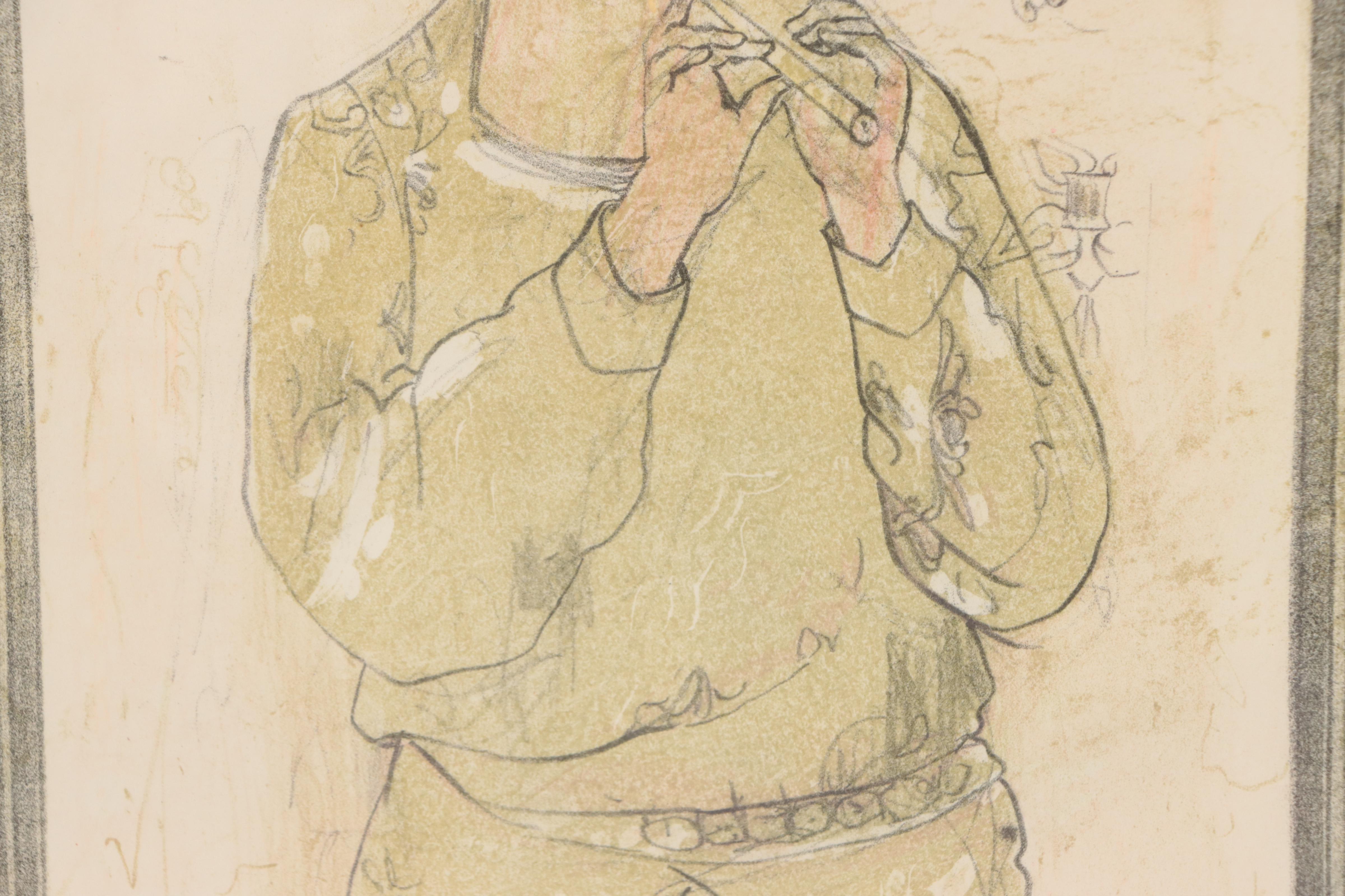 Edna Hibel Lithograph of Figure