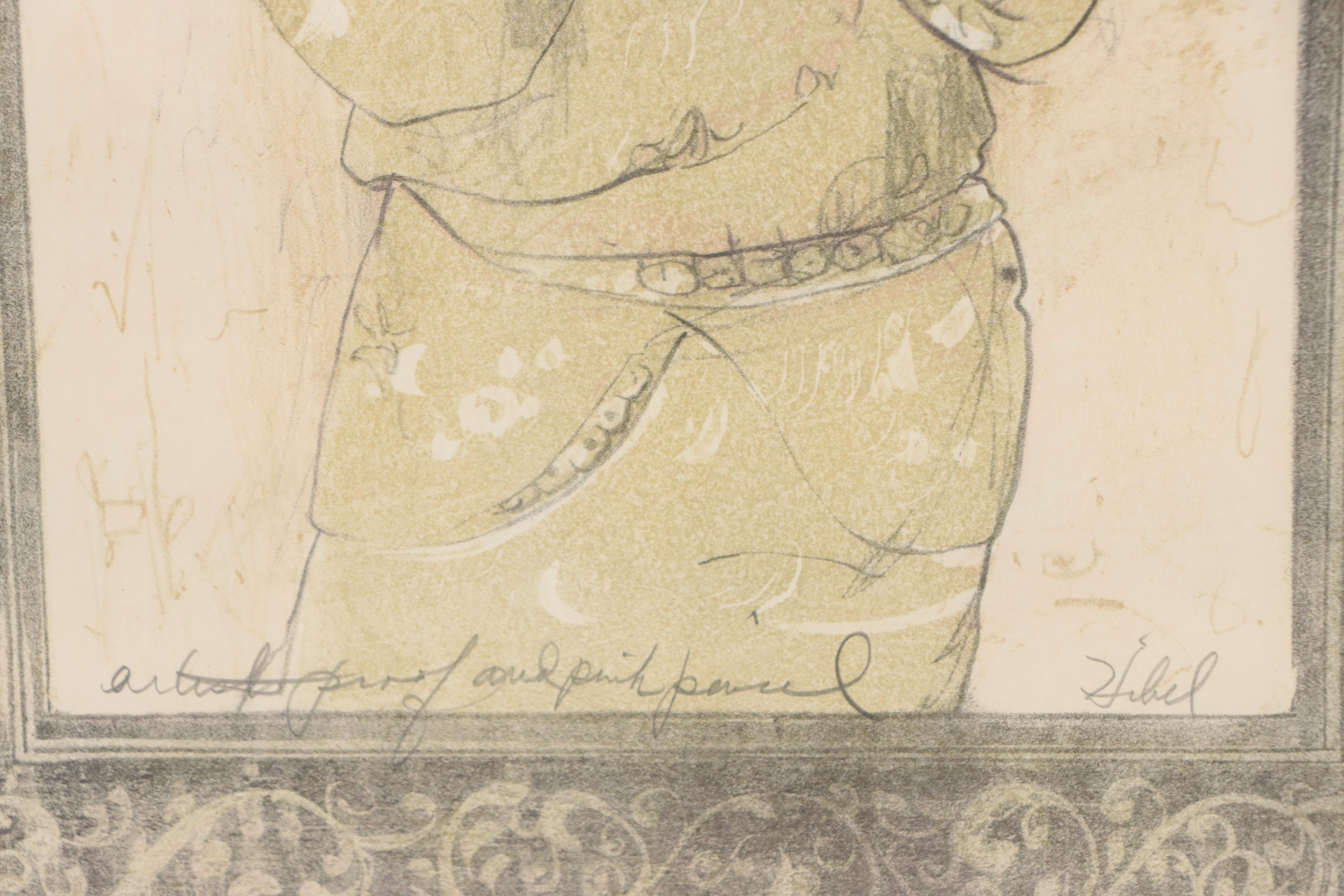 Edna Hibel Lithograph of Figure