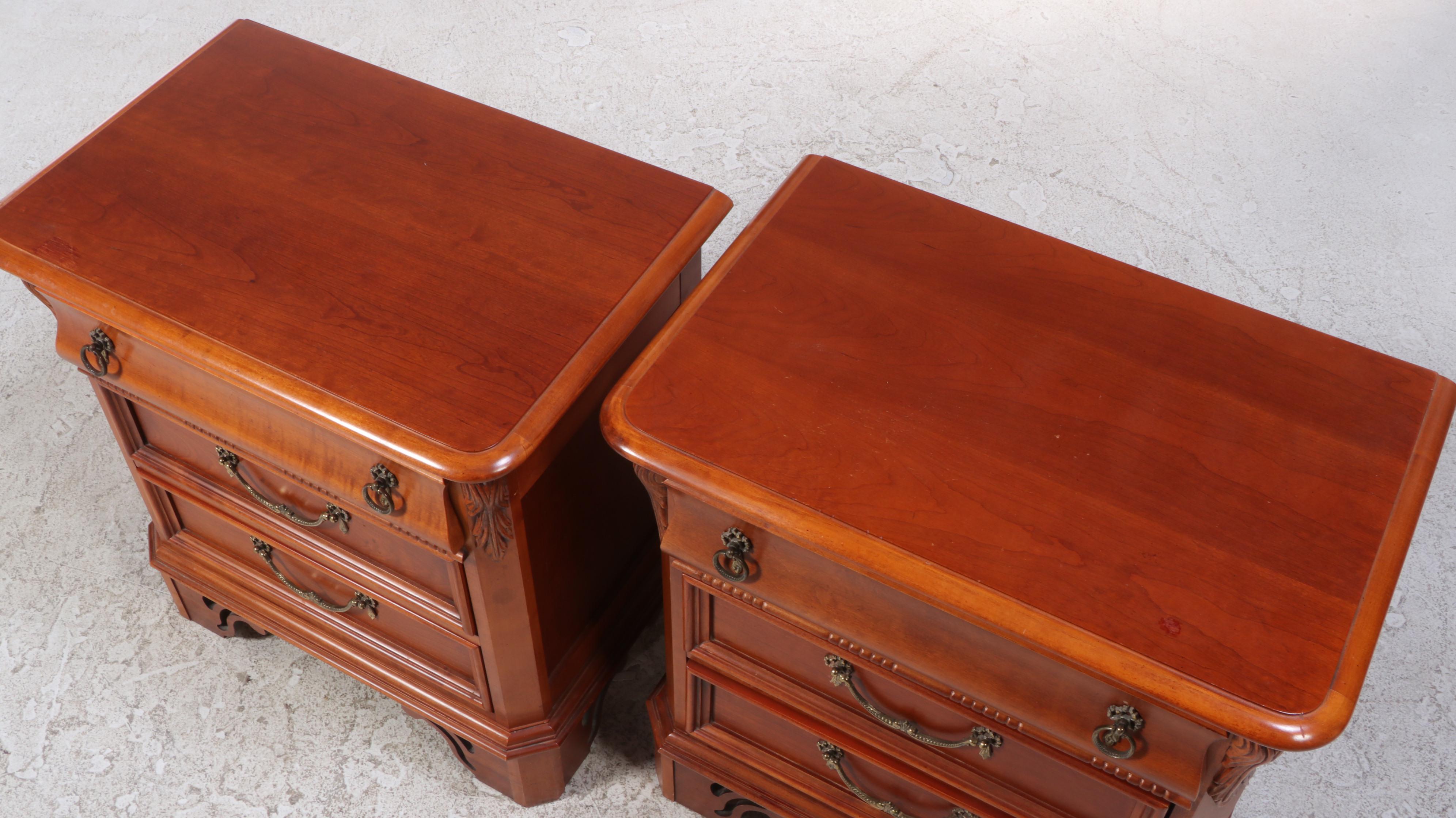 Pair of Lynn Hollyn for Lexington "At Home" Cherrywood and Maple Nightstands